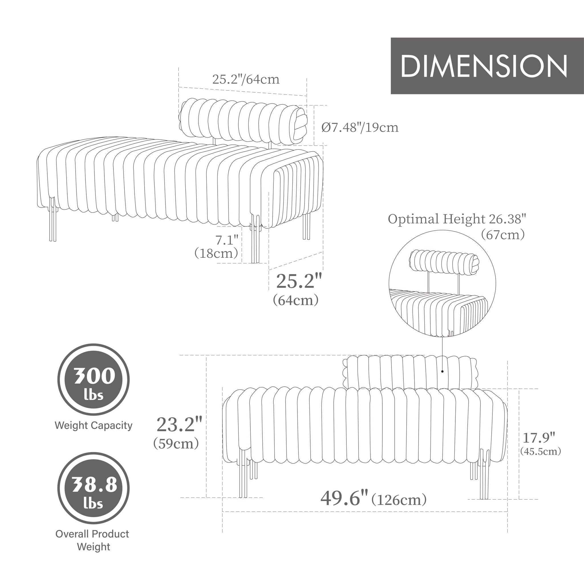 Mini Loveseat With Adjustable Backrest - Charcoal