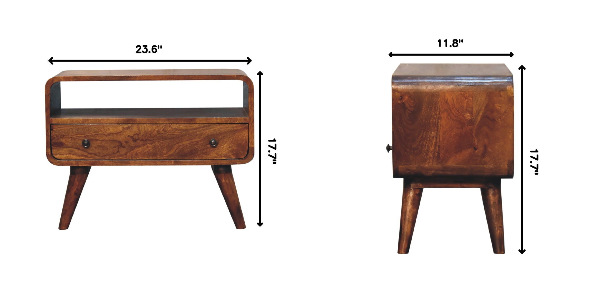 Mini Curved Media Unit - Chestnut