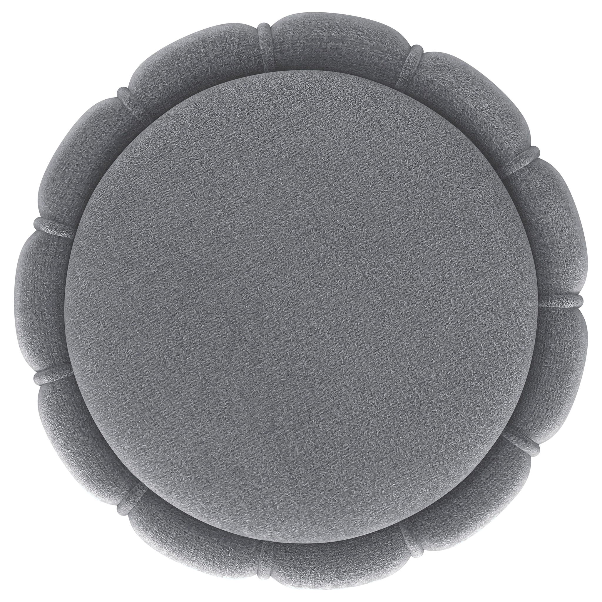 Round Upholstered Ottoman Pouf With Velvety Soft Upholstery - Best Buy Furniture
