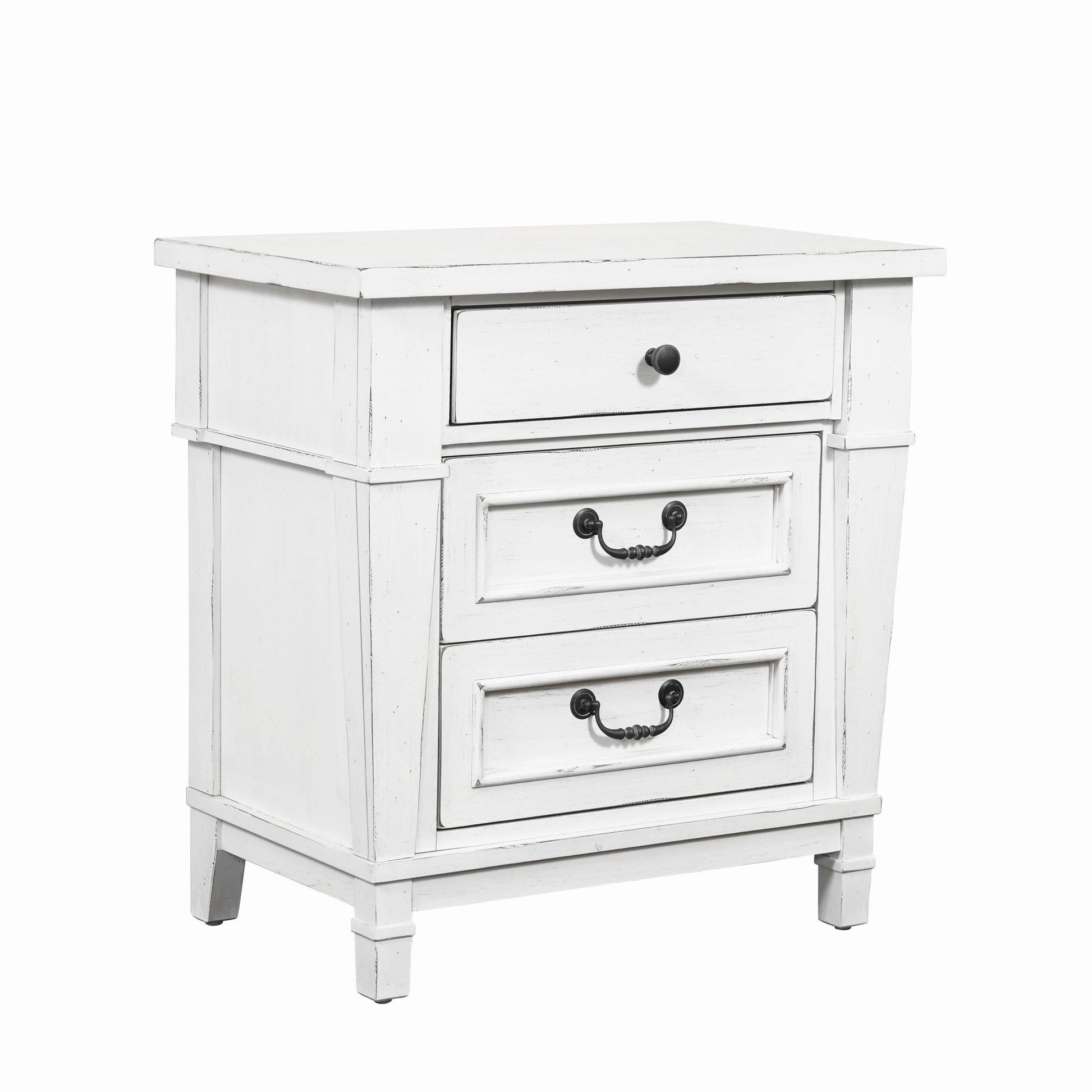 Coastal 3 Drawer Nightstand - White - Best Buy Furniture