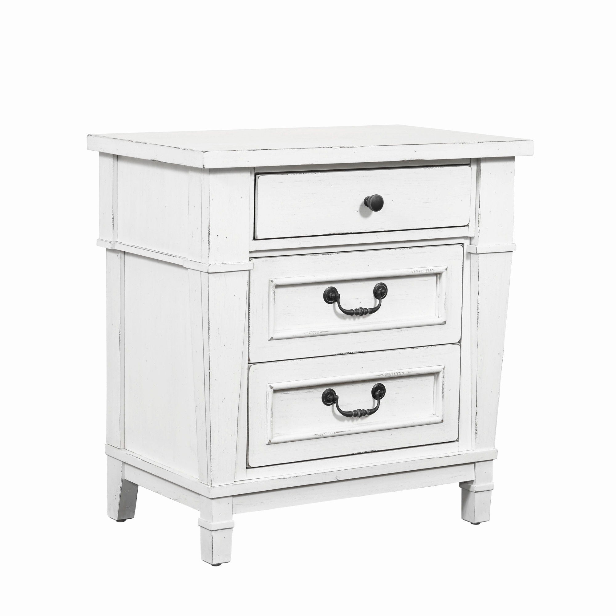 Coastal 3 Drawer Nightstand - White - Best Buy Furniture
