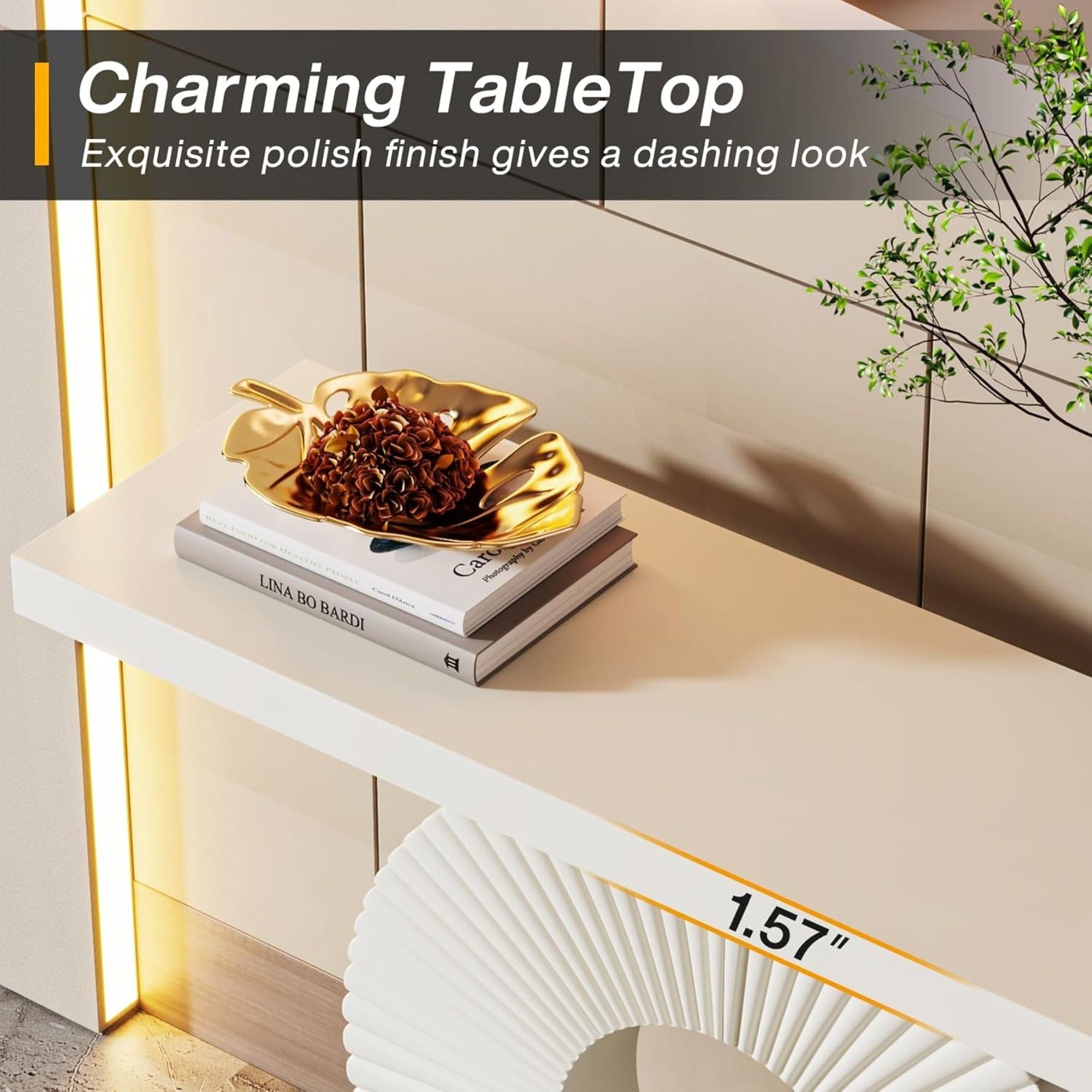 Modern Console Table With Sculptural Geometric Base