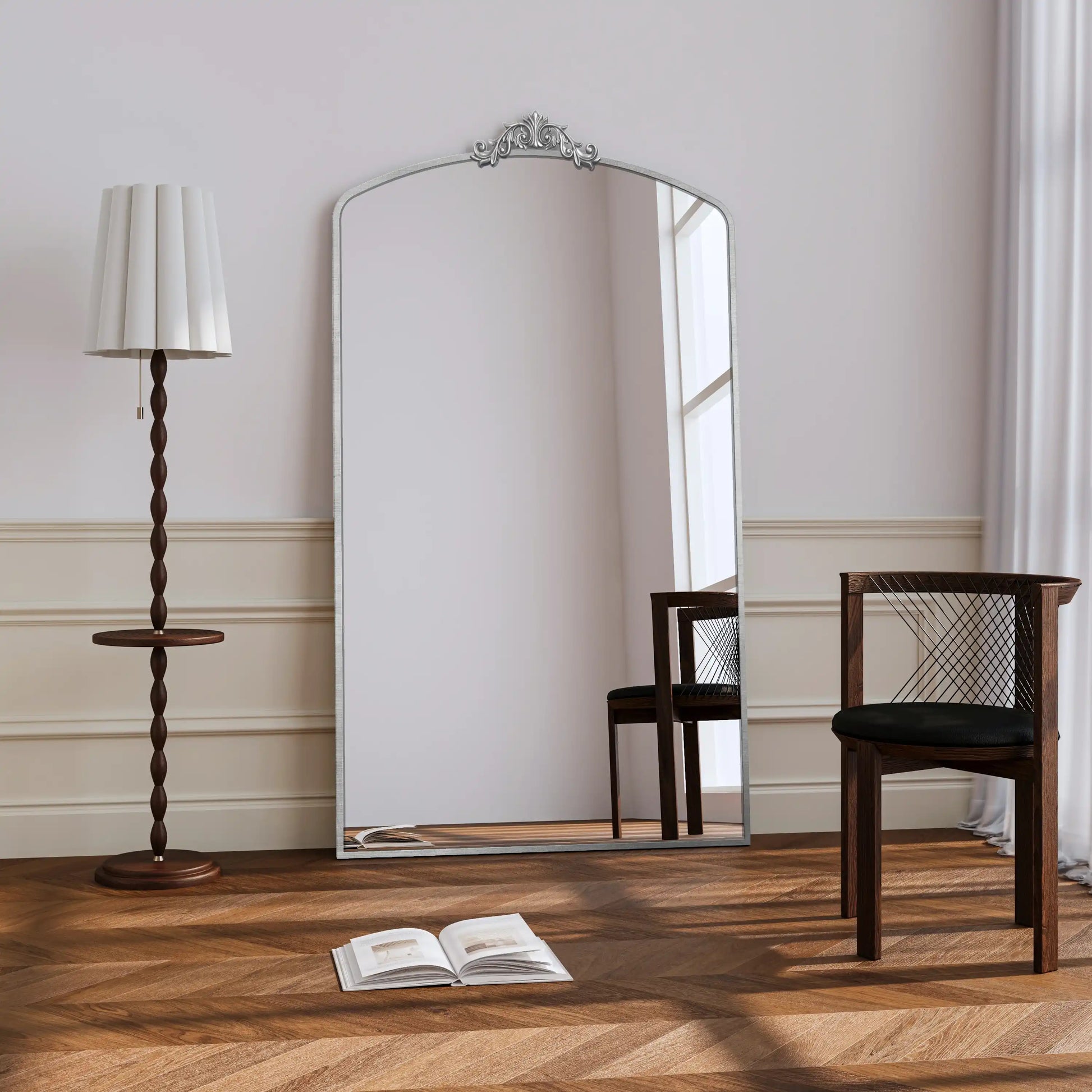 36x66 Vintage Arched Floor Mirror, Metal Frame, Antique Silver - Best Buy Furniture