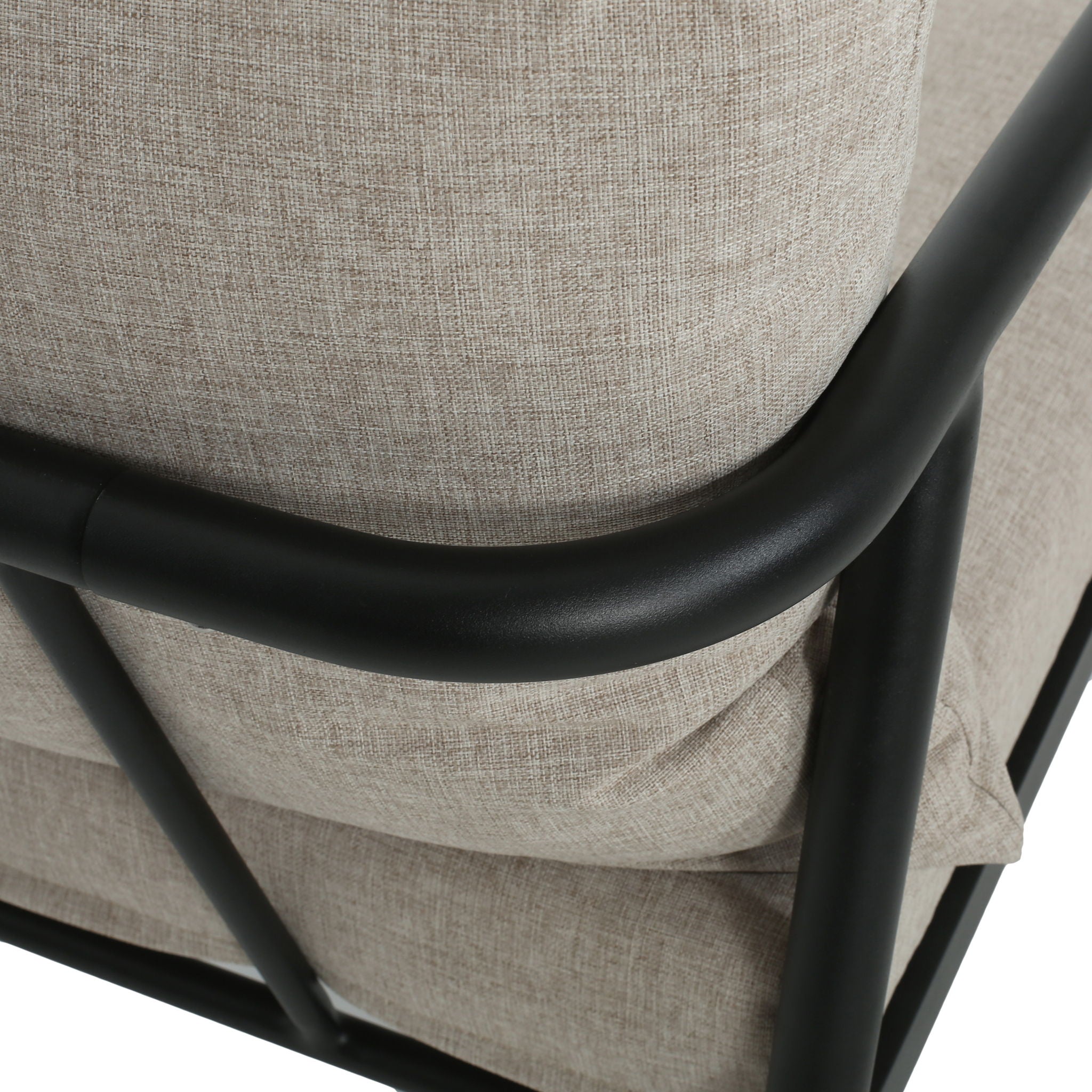 Leora - Modern Minimalist Round Tube Sofa Chair With Cushions - Beige / Black