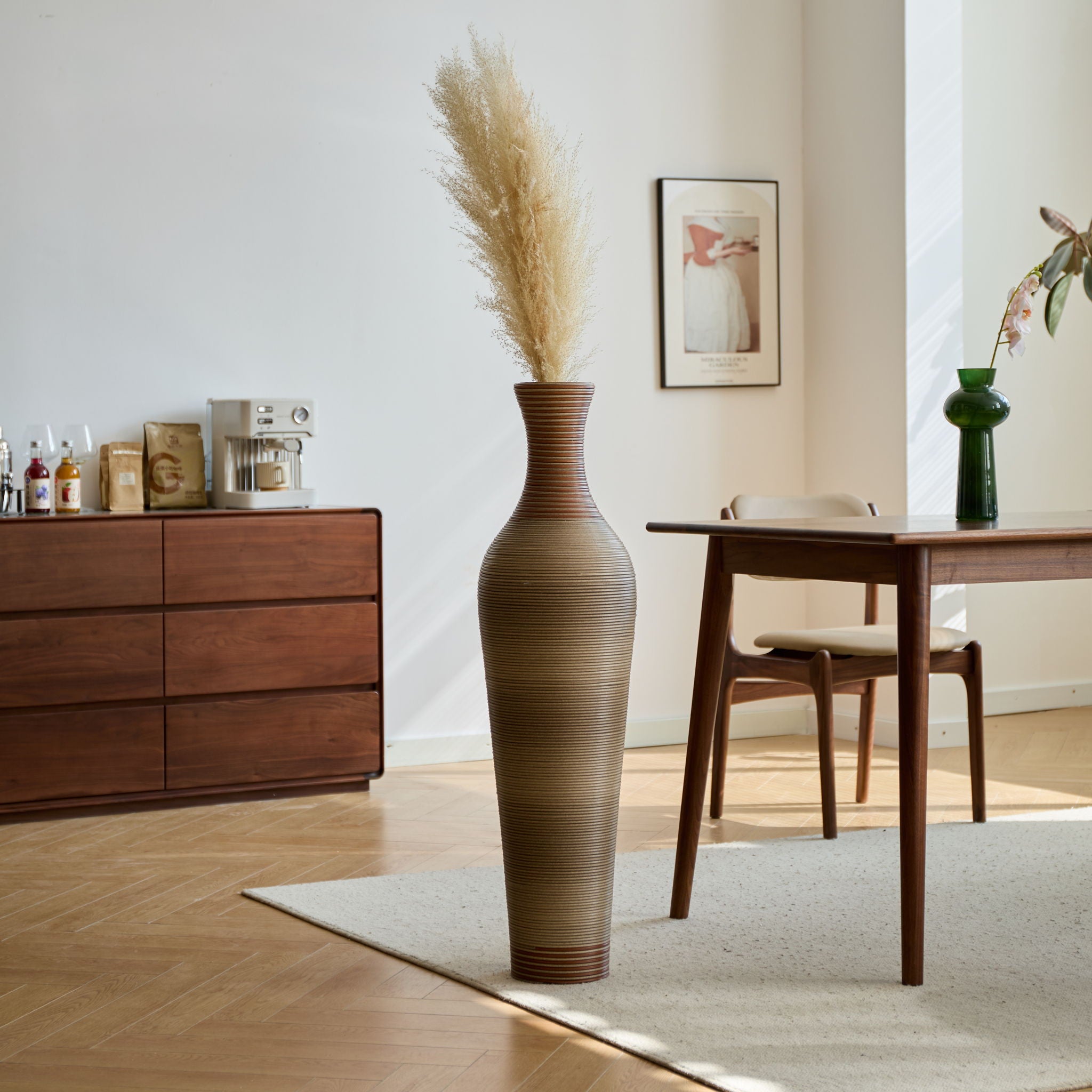 Tall Vase - Brown Decorative Floor Vase, Classic Neat Floor Vase Tall Freestanding Flower Holder, Artificial Rattan Vase, Floor Vase, Flower Holder For Home Decor - Gray - Best Buy Furniture