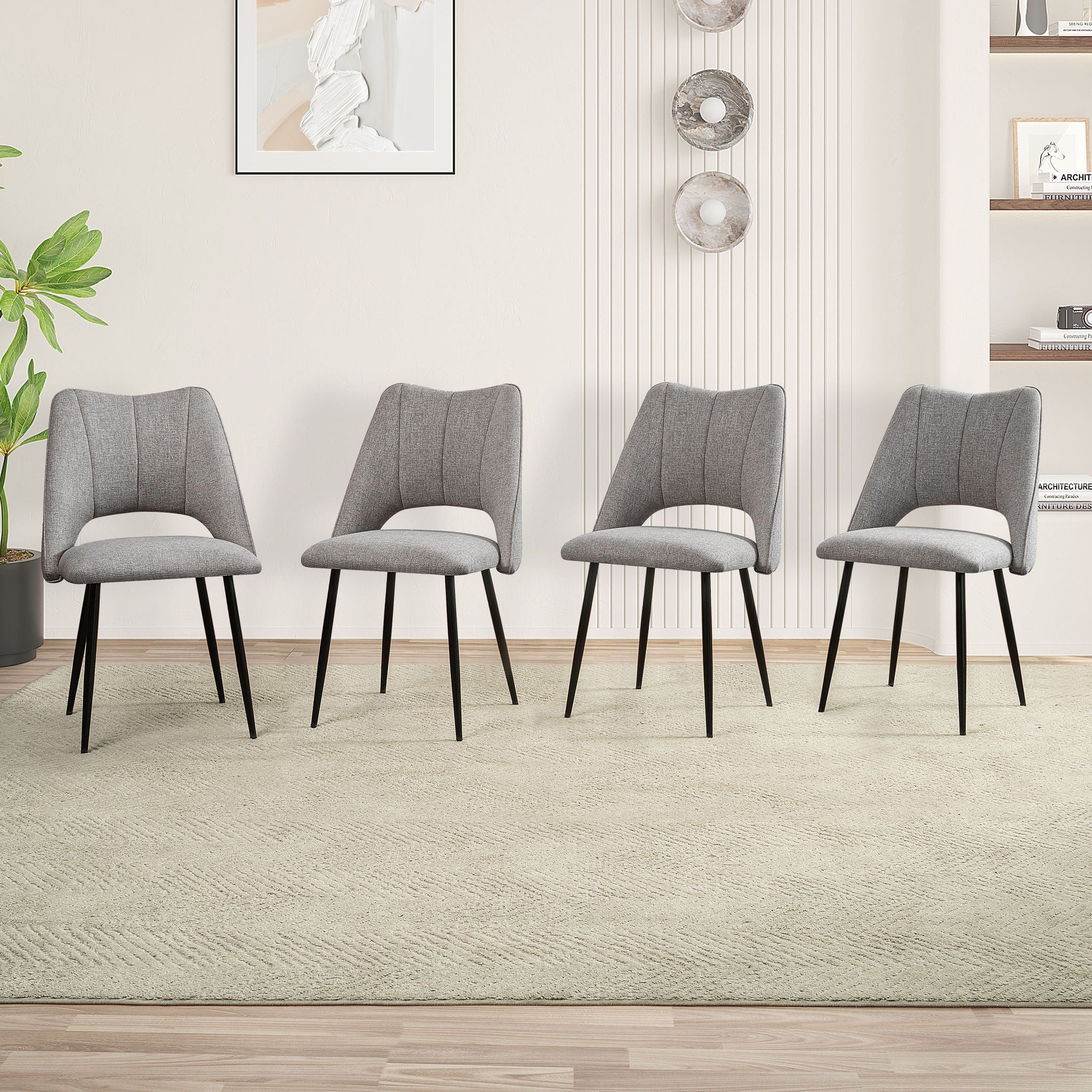 Chair With High Resilience Filling, Adjustable Feet For Kitchens (Set of 4)