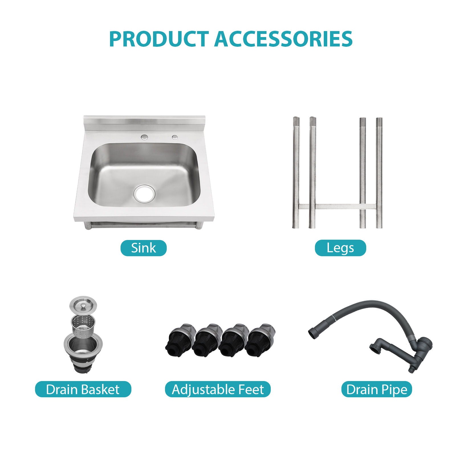 Single Bowl Utility Sink, Freestanding Commercial Kitchen Sink For Laundry Room - Brushed Nickel