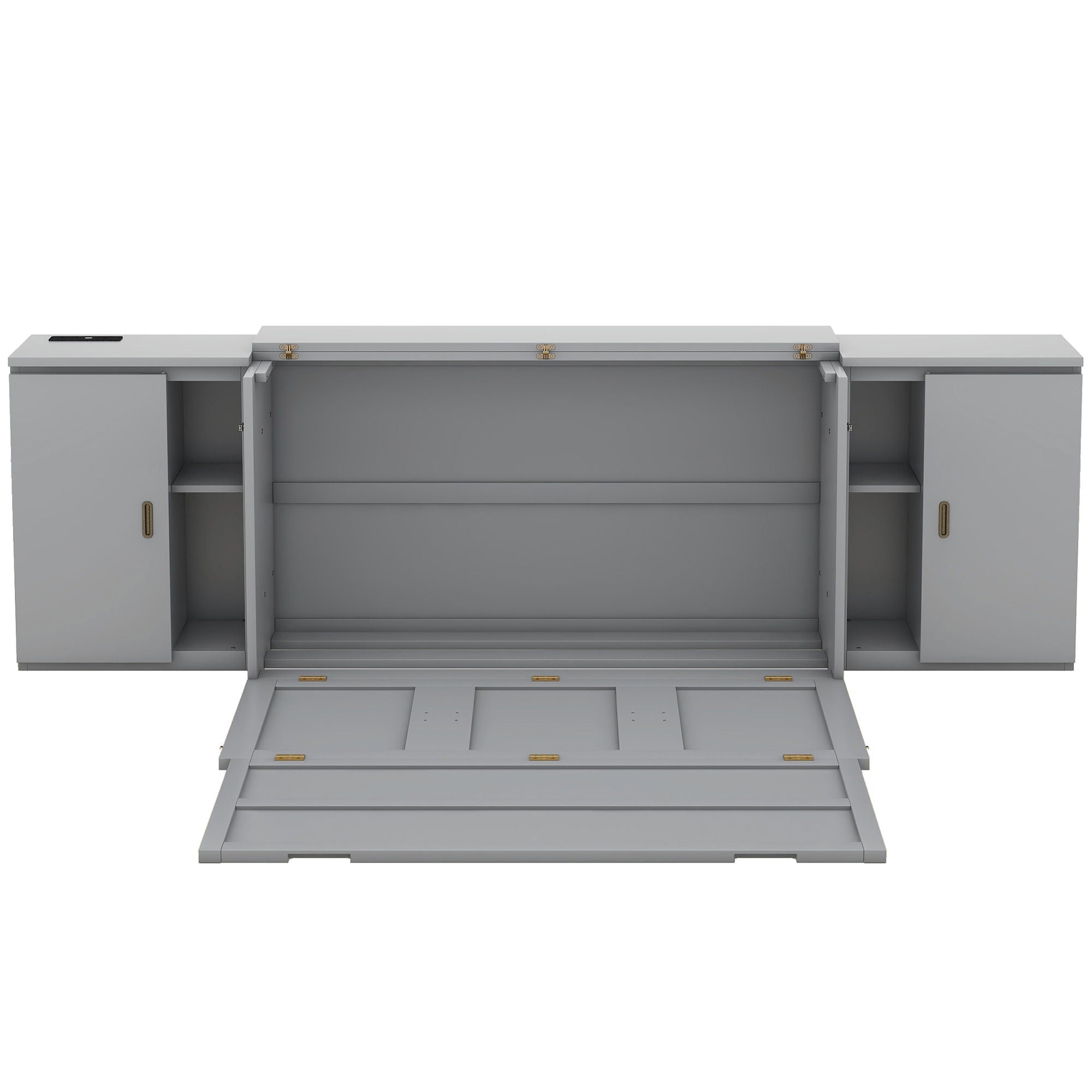 Murphy Bed With Shelves, Cabinets And USB Ports