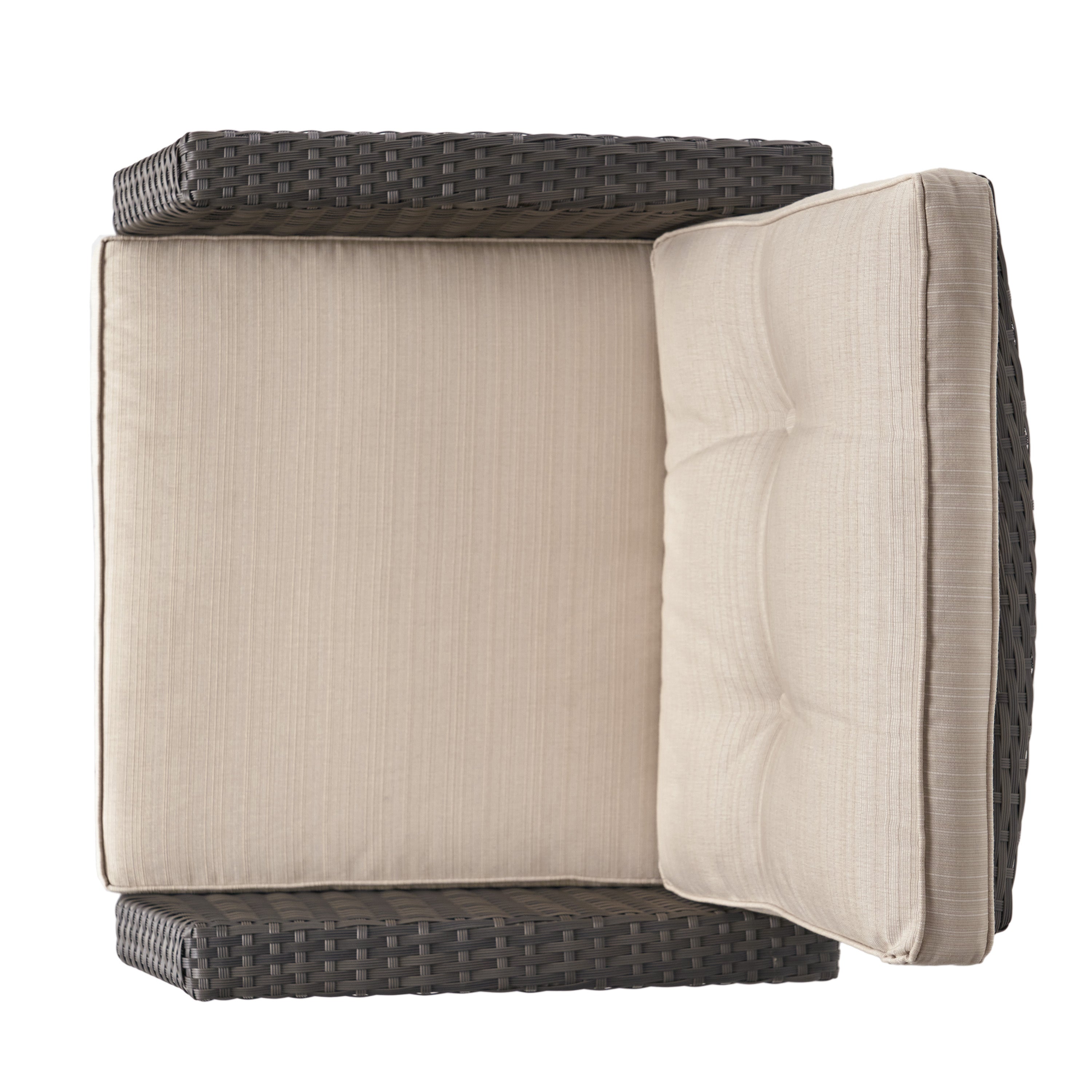 ST MARTA Single Sofa Outdoor Relaxation Seat Grey PE Rattan Waterproof Fabric