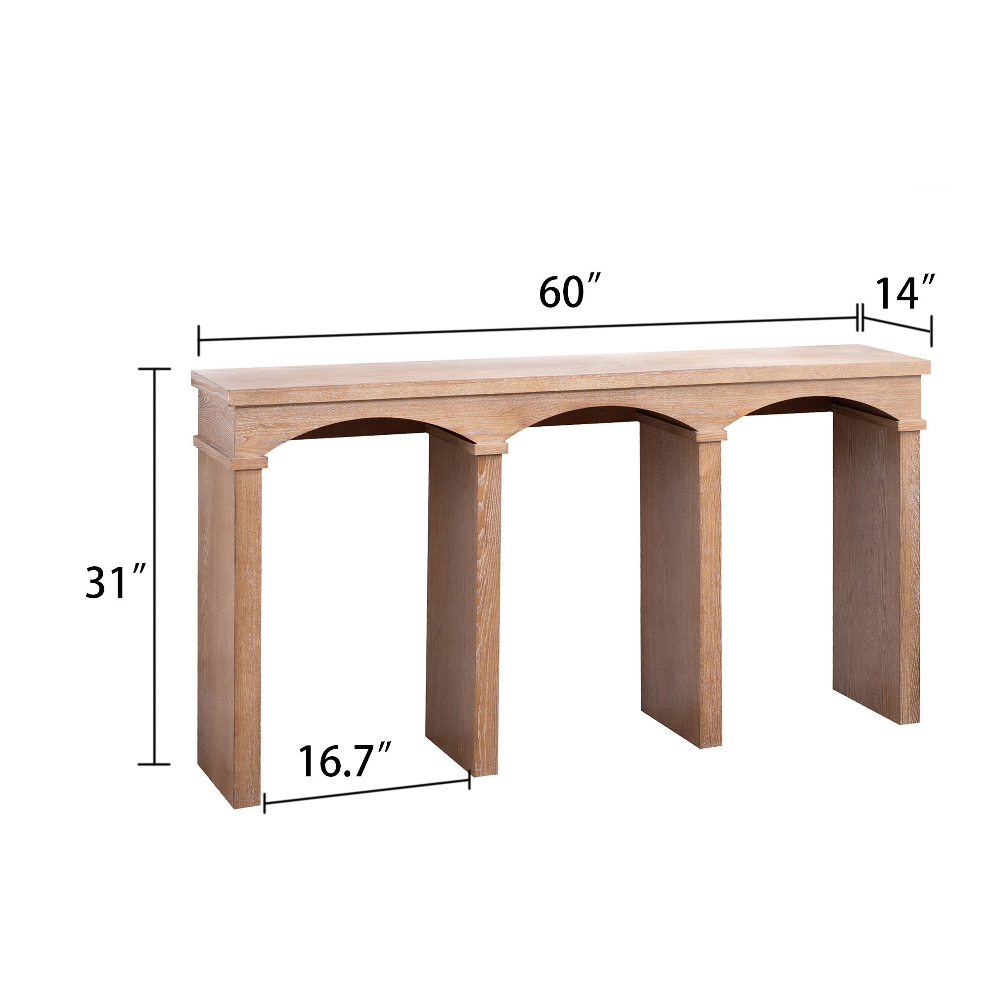 Rustic Archway Console Table – 60" Long Entryway Table with Decorative Arched Legs