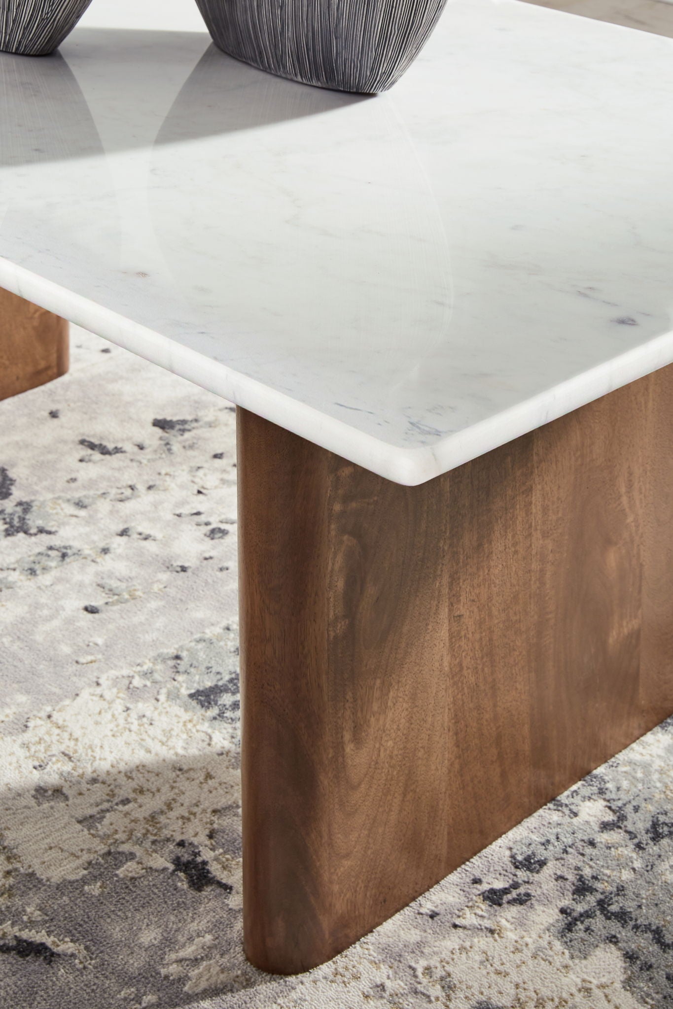 Isanti - Rectangular Cocktail Table - Light Brown / White