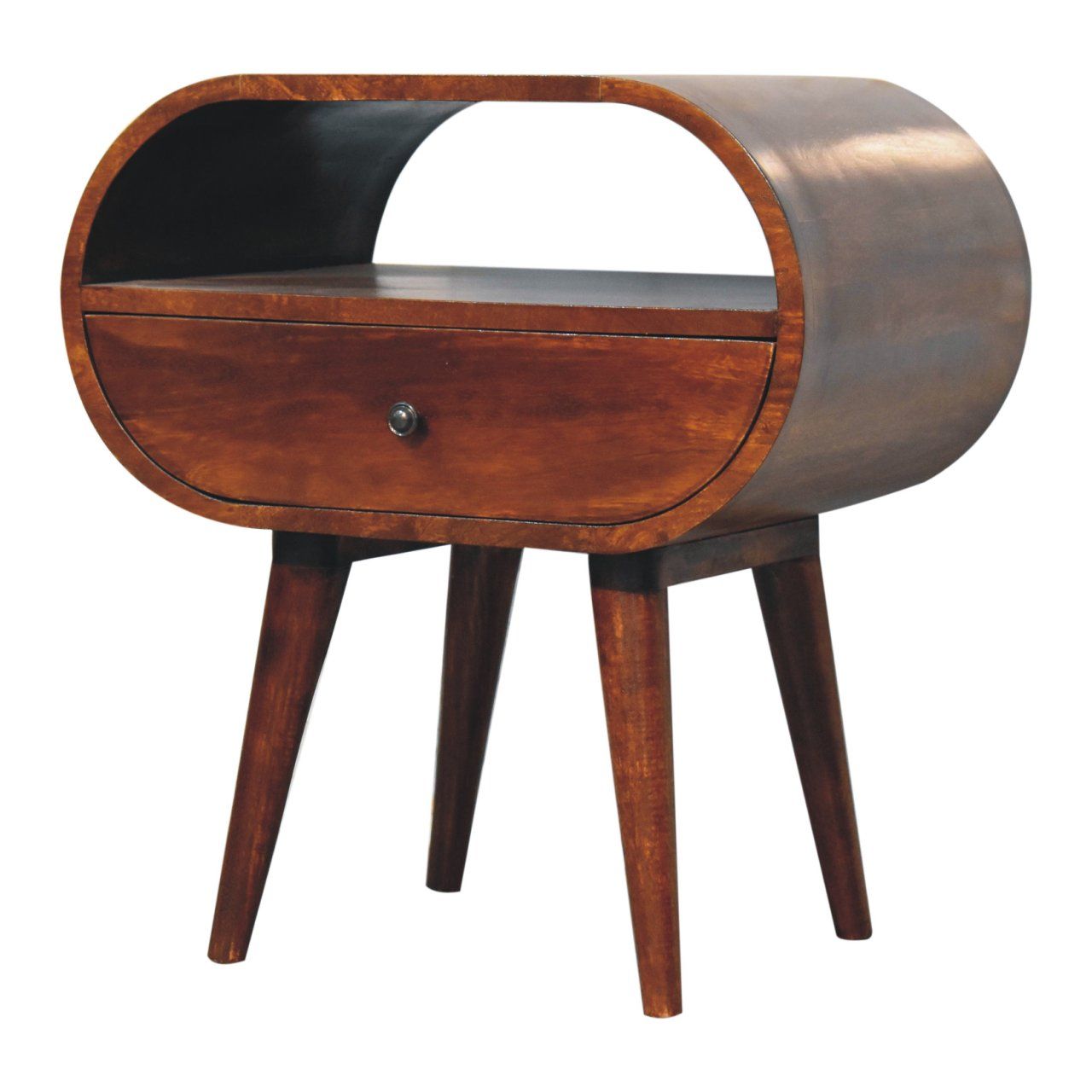 Large Chestnut Circular Bedside - Best Buy Furniture