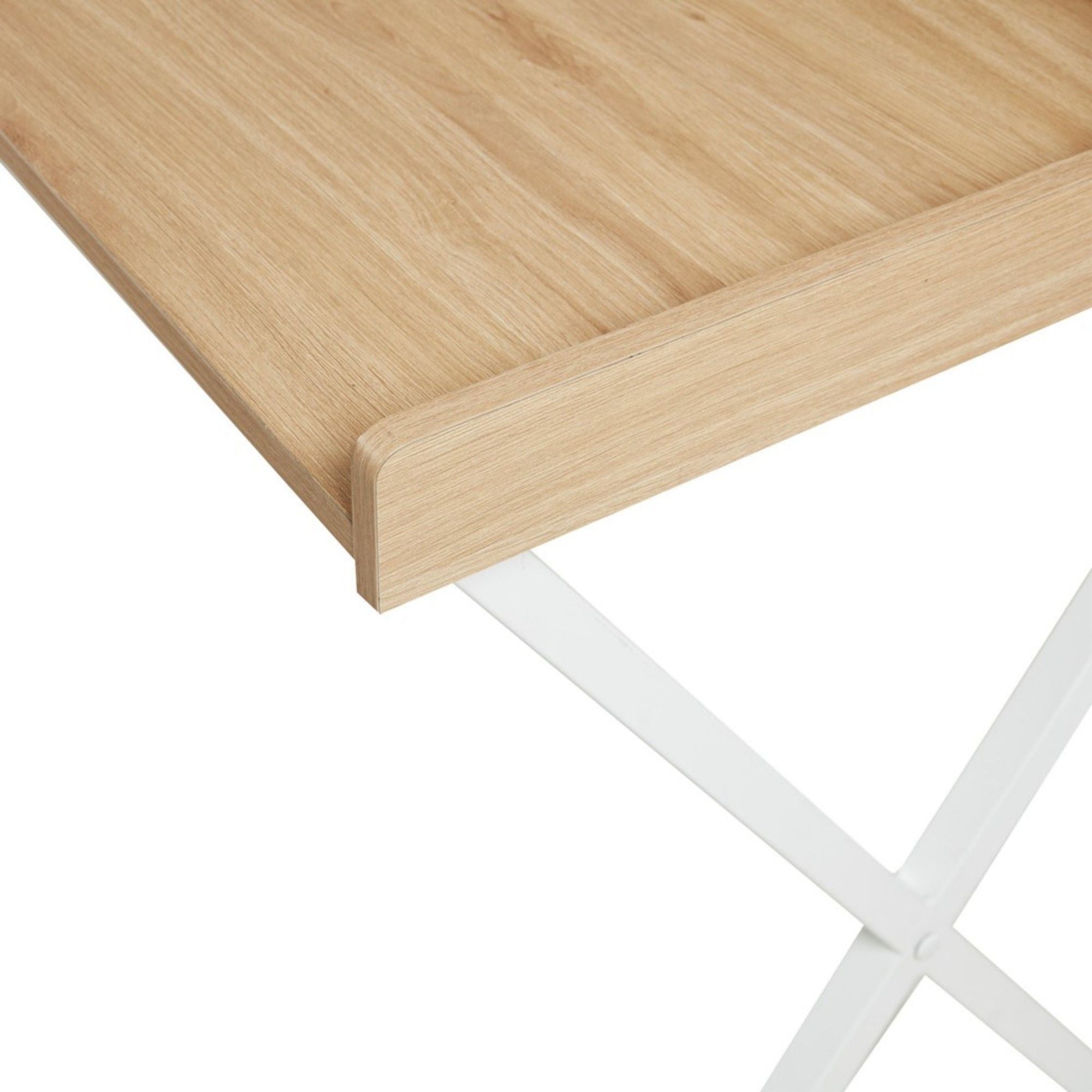 Design Laurel Writing Desk With Storage And Metal Crossed Legs - Natural / White