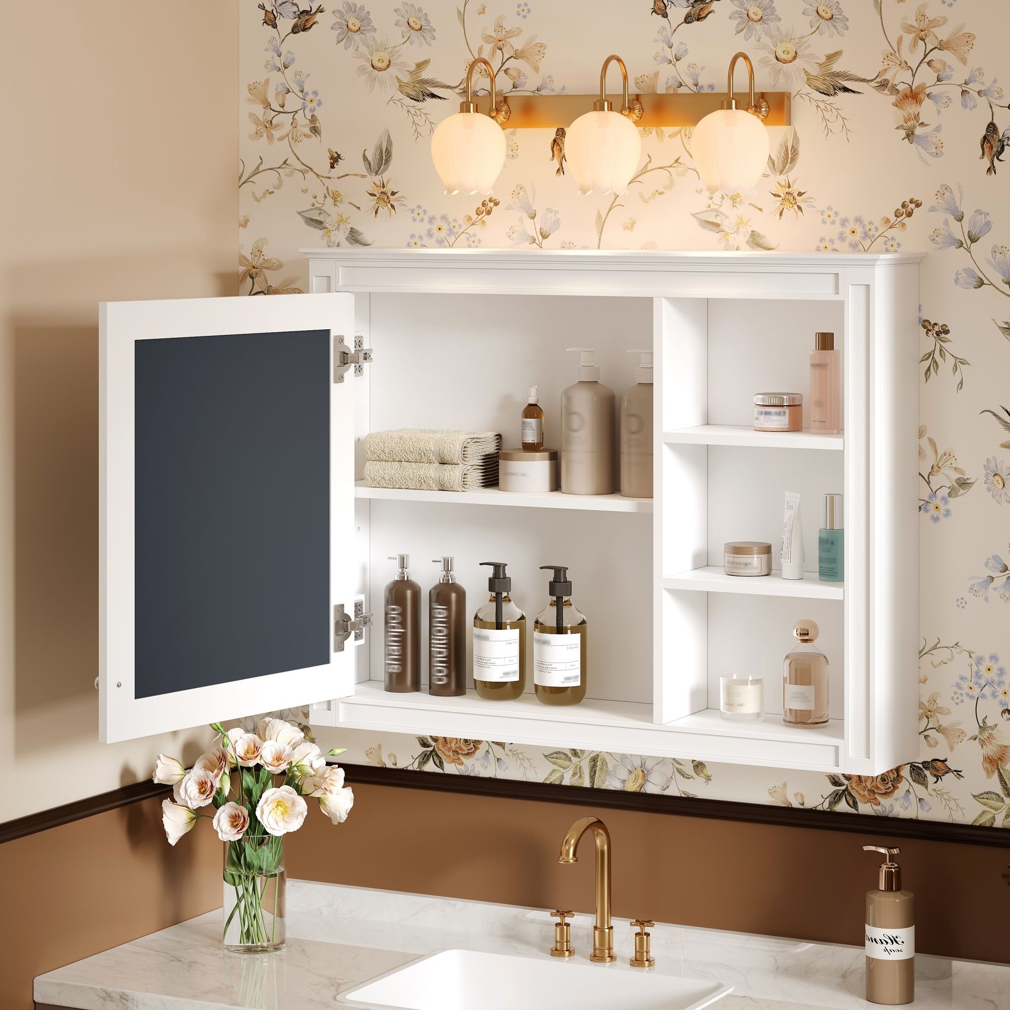 Modern Wall-Mounted Medicine Cabinet With Mirror, Adjustable Shelf