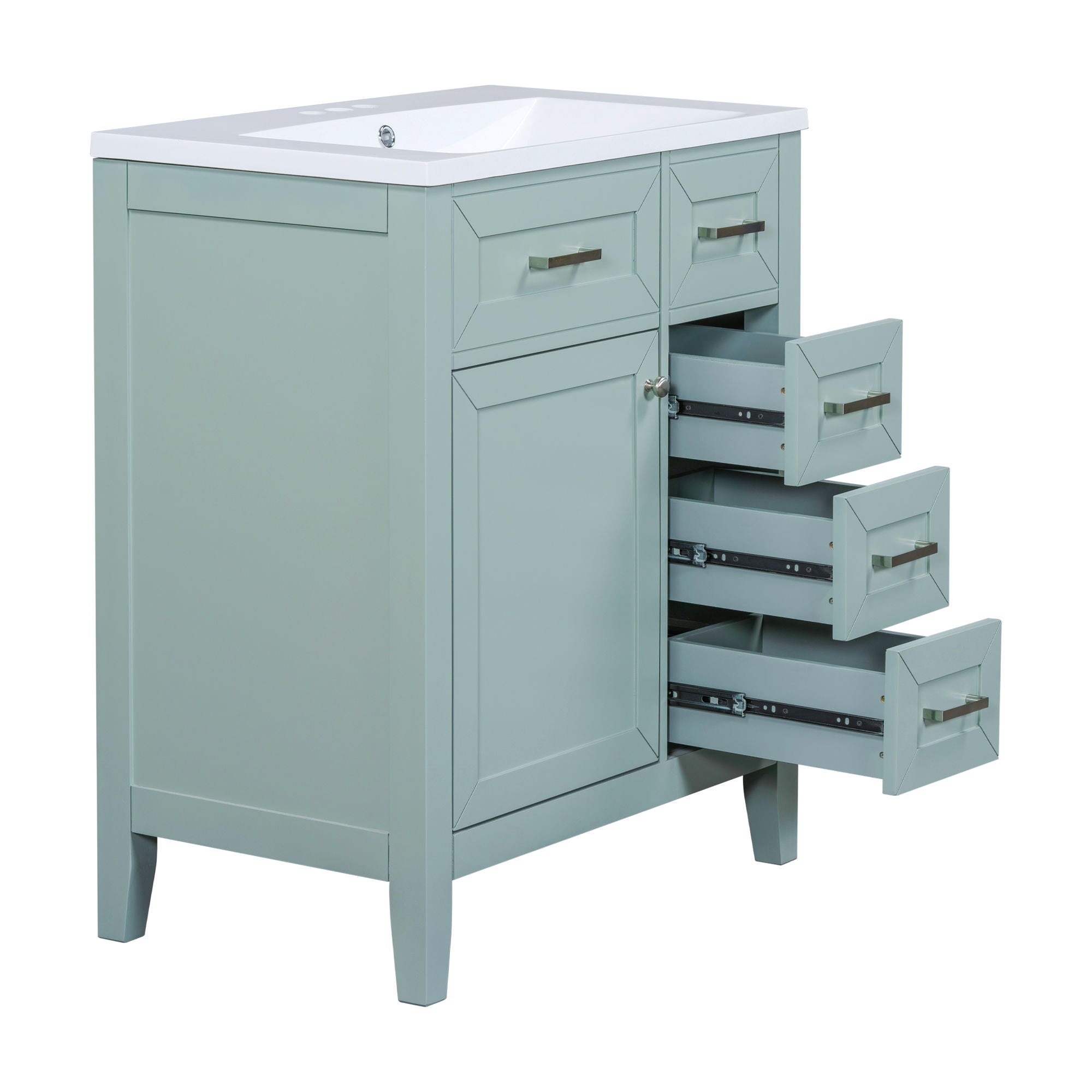 30" Bathroom Vanity With Sink Combo, Bathroom Cabinet With Drawers - Green