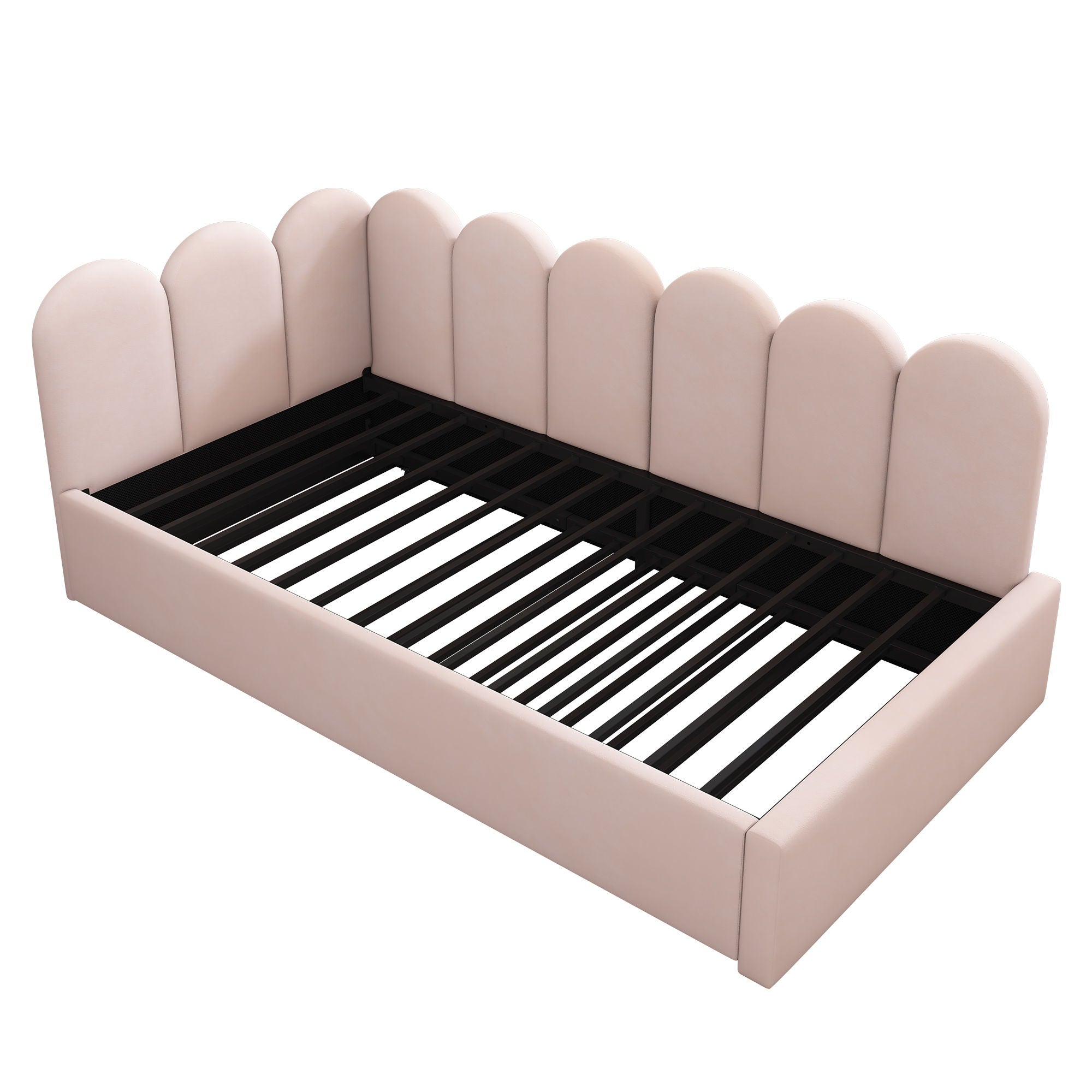 Upholstered Daybed With Metal Slatted Base