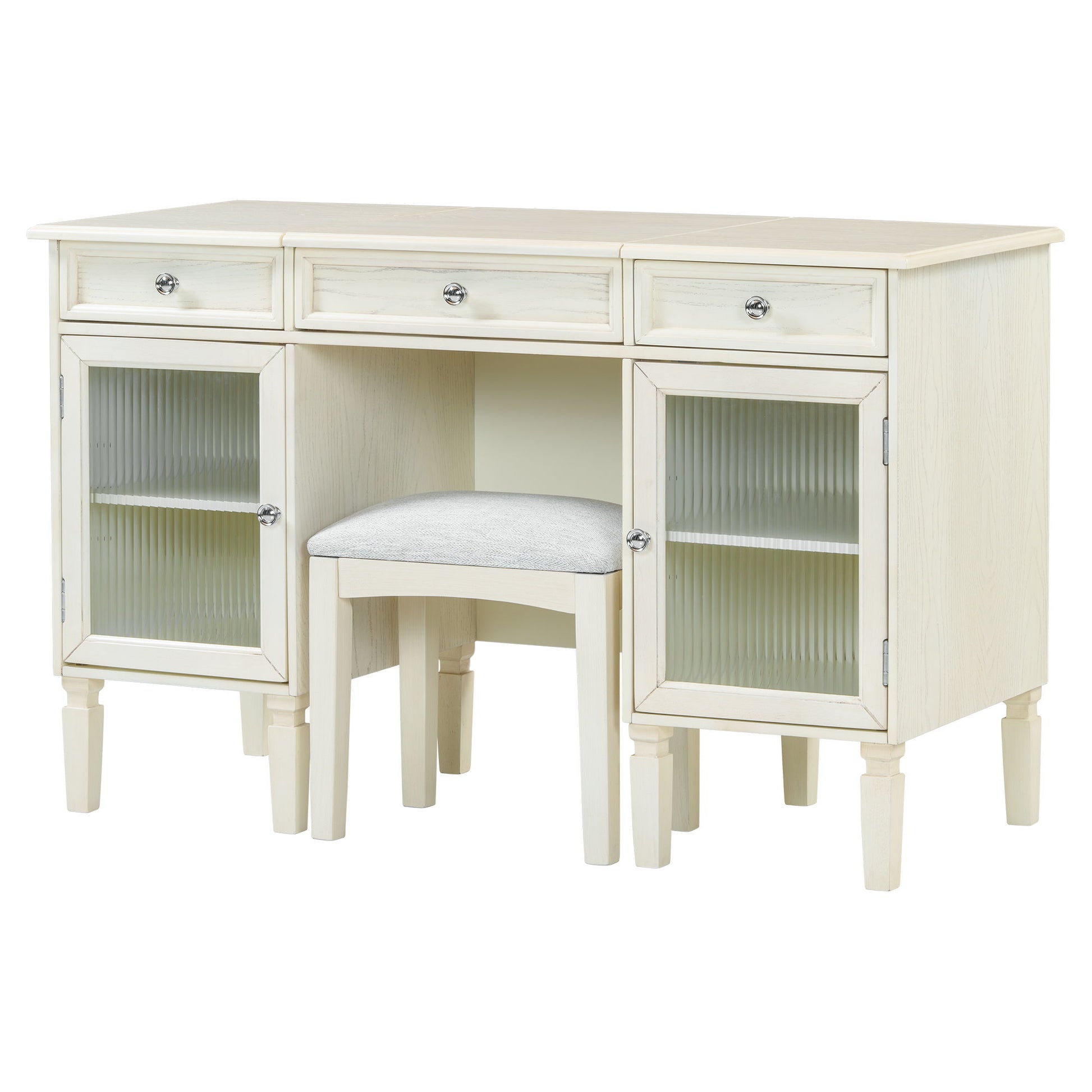 Multi Functional 2 In 1 Vanity Desk With Flip Top Mirror Material - White Oak - Best Buy Furniture