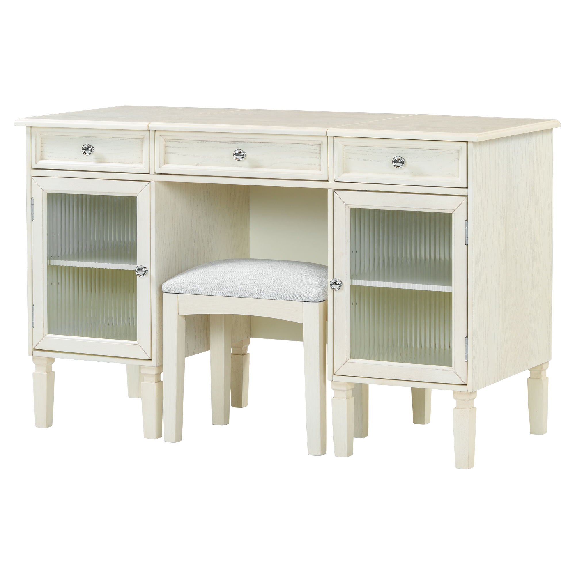 Multi Functional 2 In 1 Vanity Desk With Flip Top Mirror Material - White Oak - Best Buy Furniture