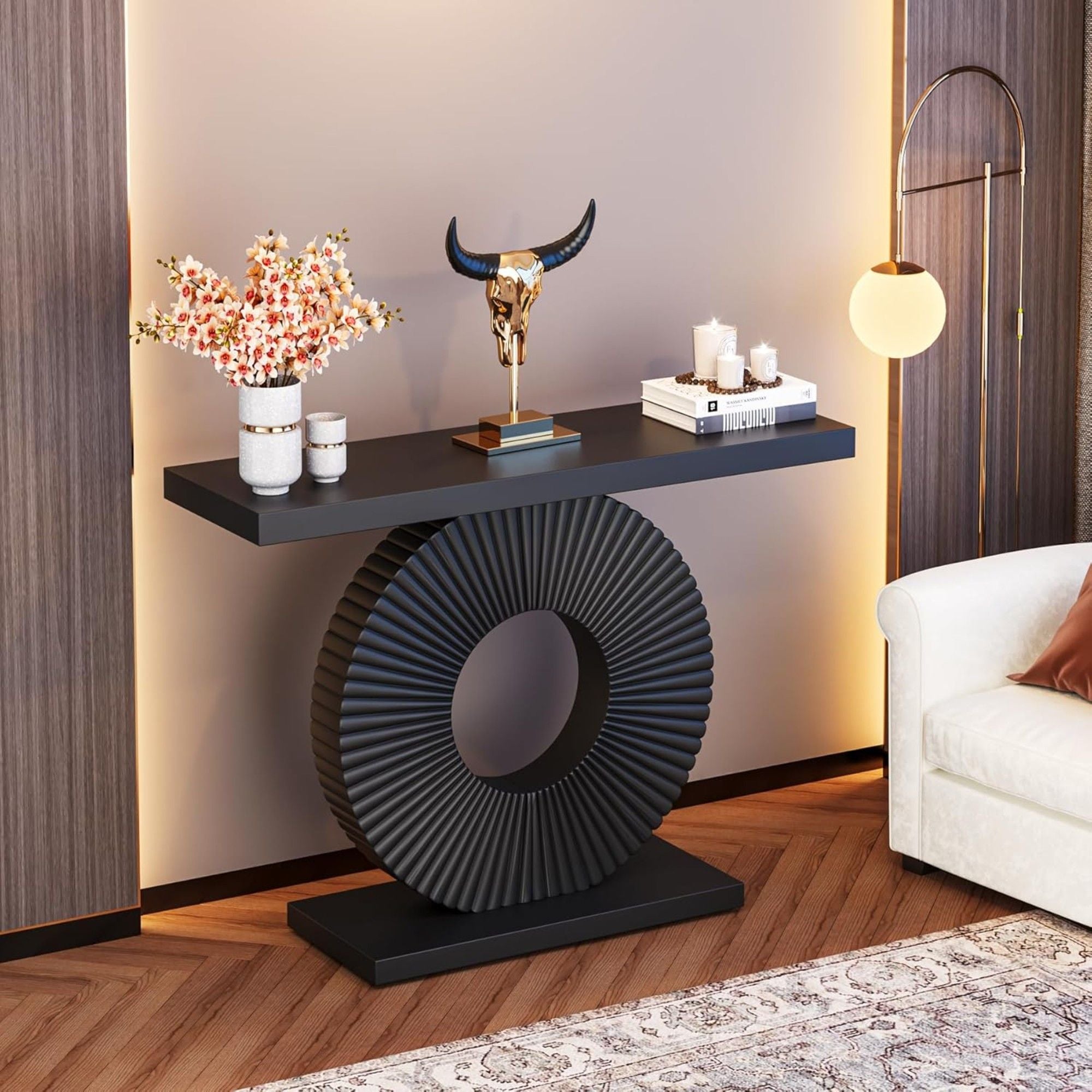 Modern Console Table With Sculptural Geometric Base