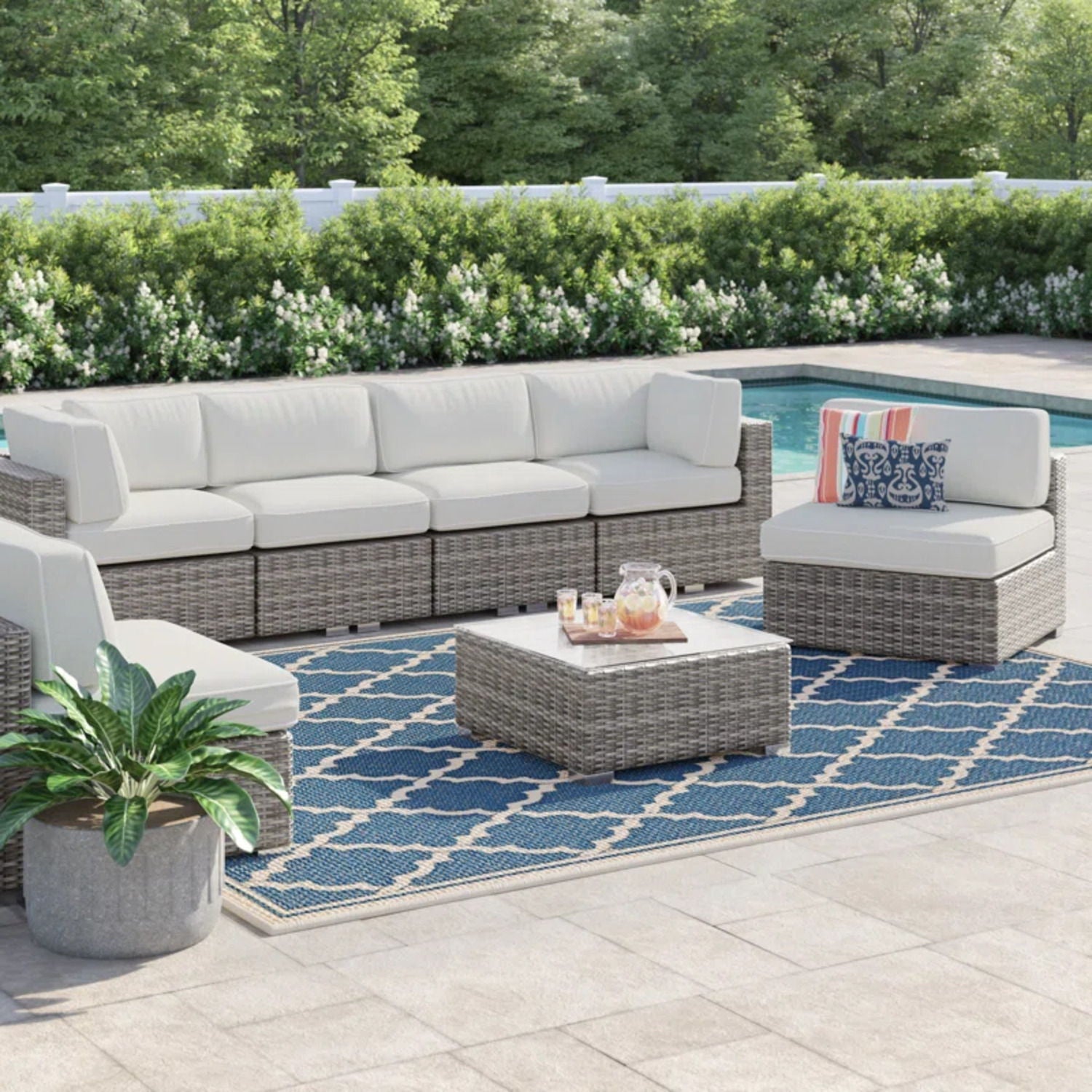 Outdoor Wicker Seating Group With Cushions