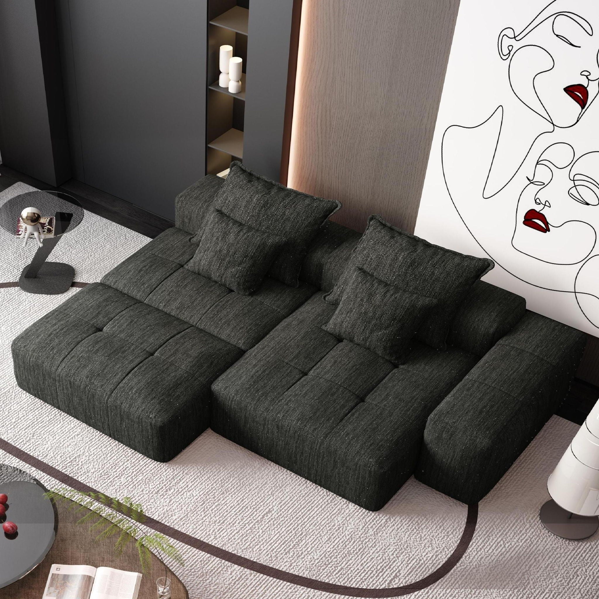 Modern Oversized Diy Combination Modular Sectional Sofa With Pillows