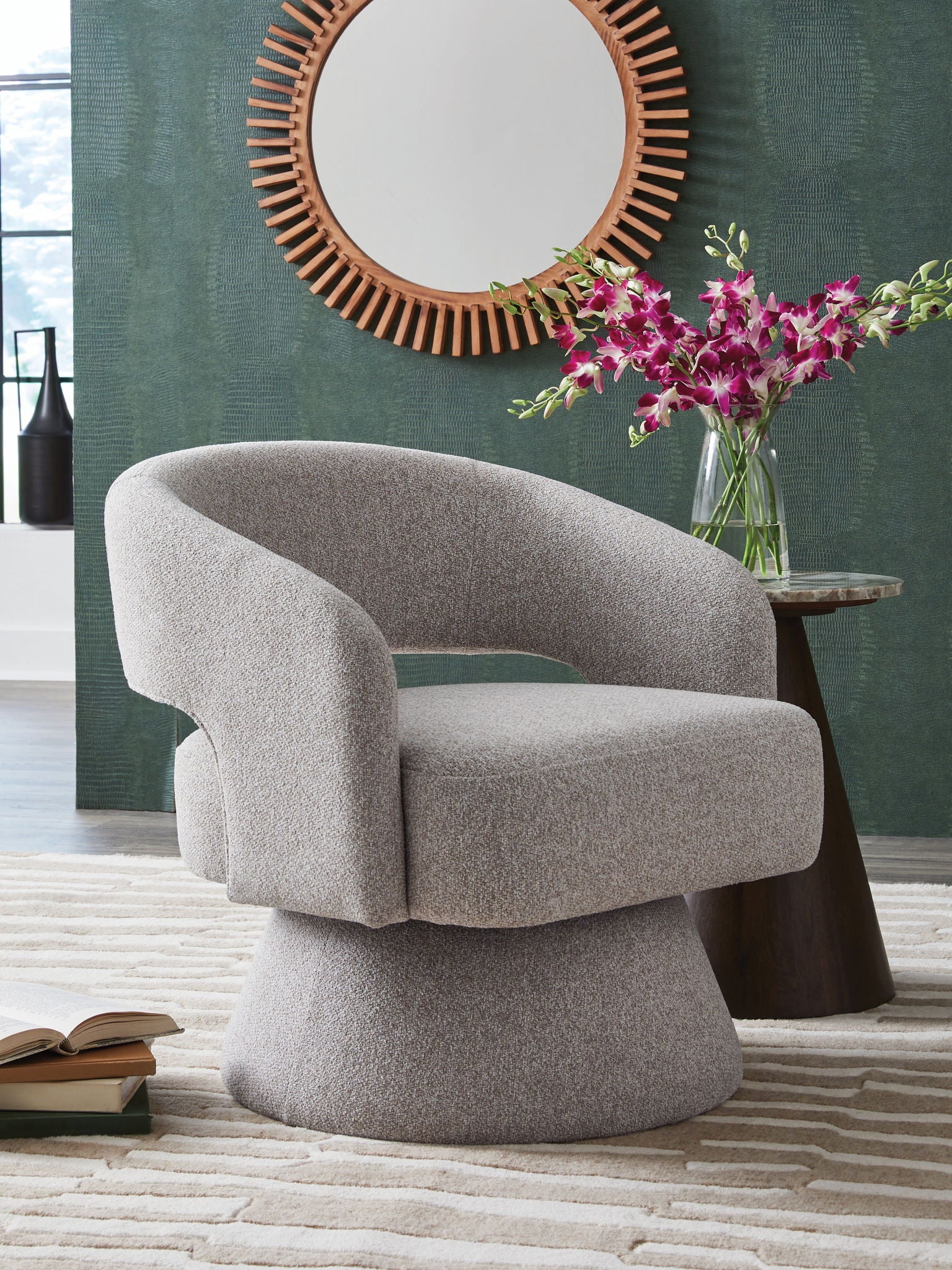 Nashkins - Swivel Accent Chair - Pebble - Best Buy Furniture