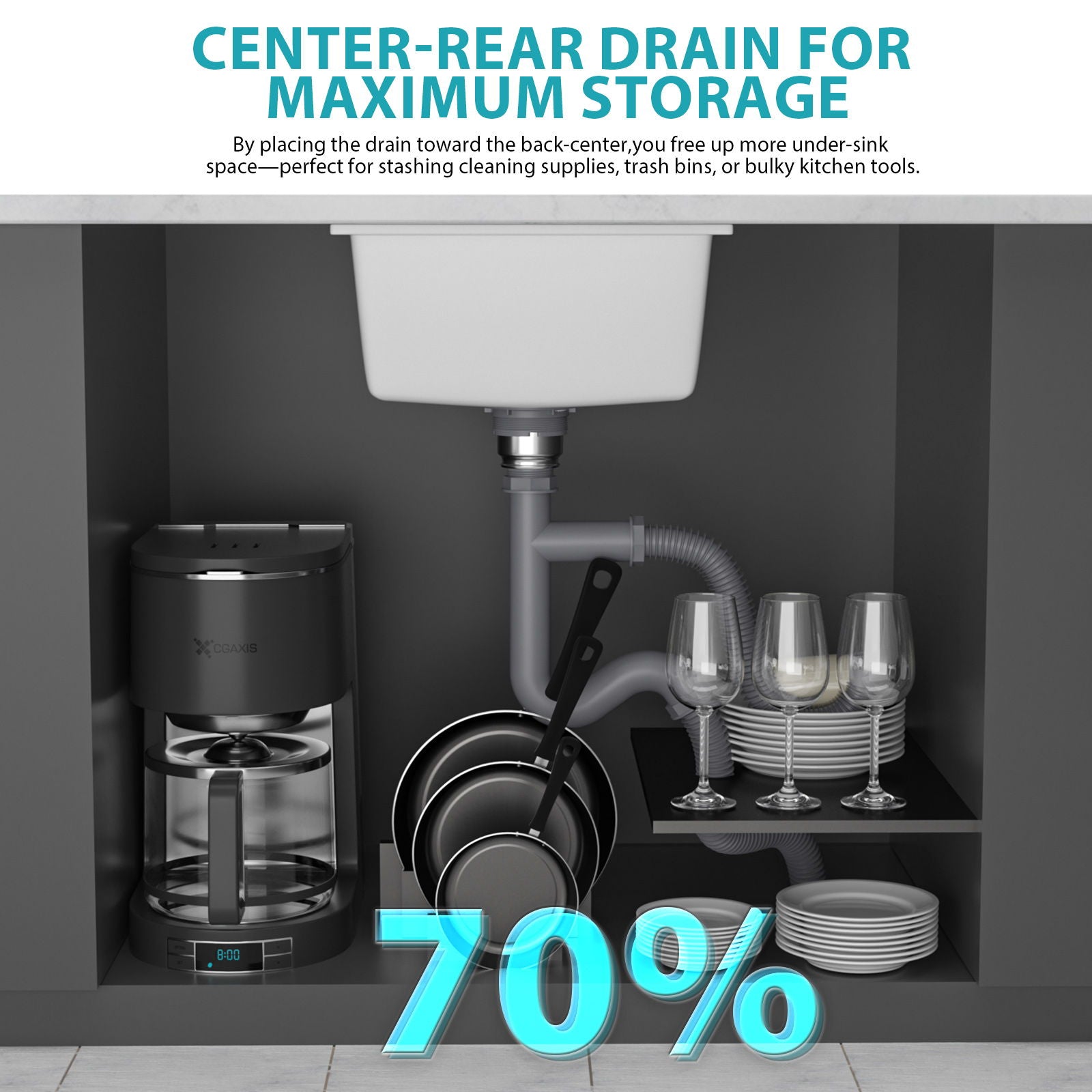 Modern Quartz Kitchen Sink Undermount Granite Composite