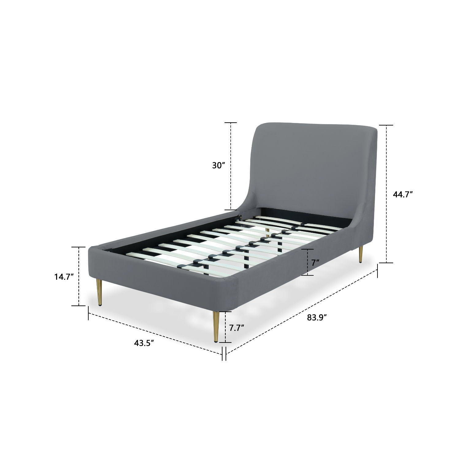 Mid-Century Modern Upholstered Bed With Curved Headboard