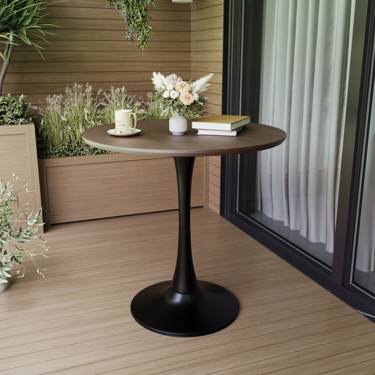 Mid Century Modern Round Dining Table With Top & Pedestal Base