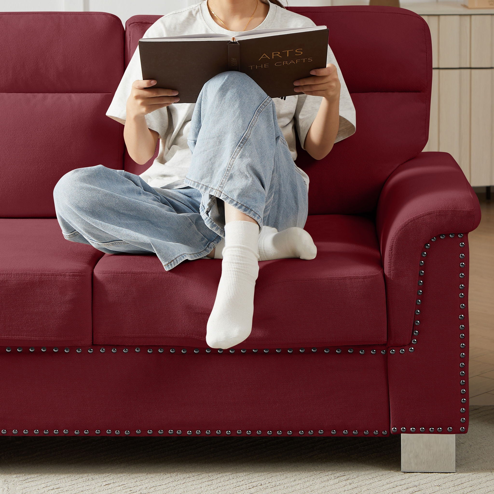 3 Seater Elegant Stationary Sofa