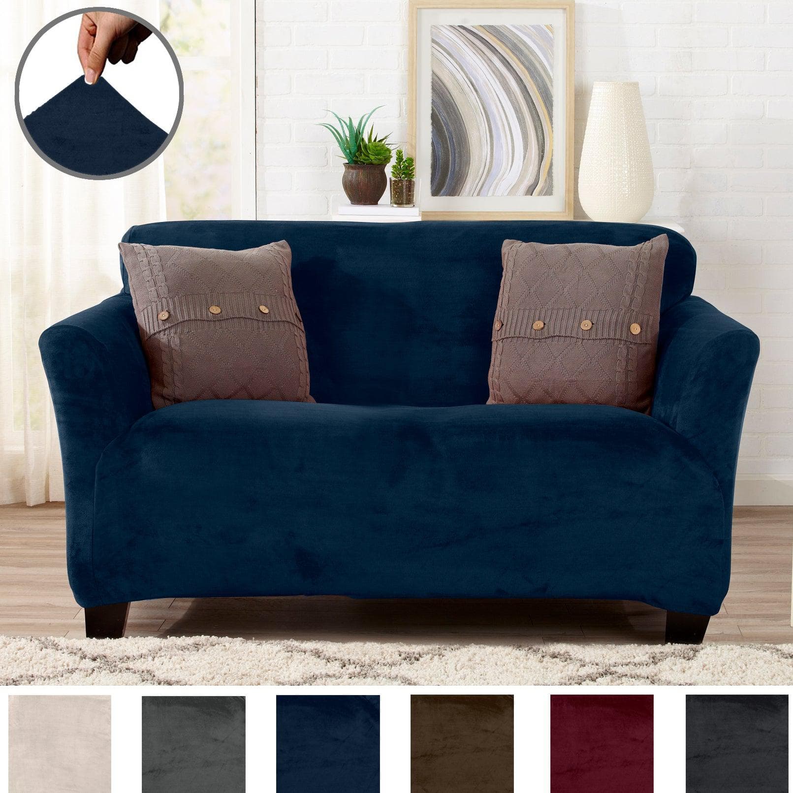 Velvet Stretch Slipcover - Gale Collection - Best Buy Furniture