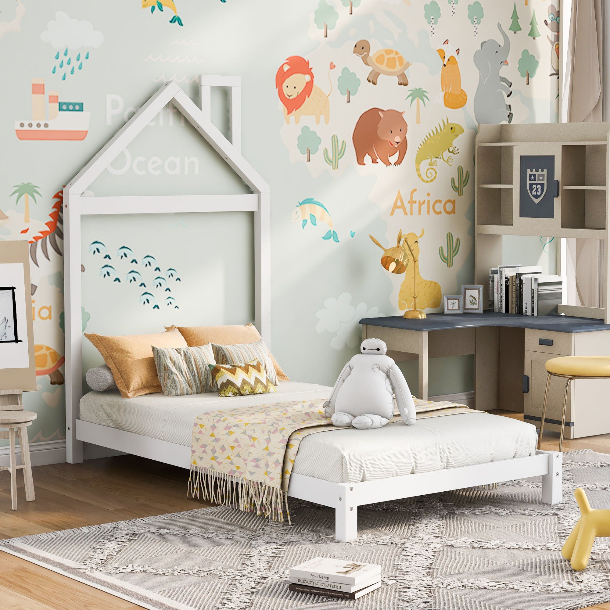 Platform Bed With House Shaped Headboard