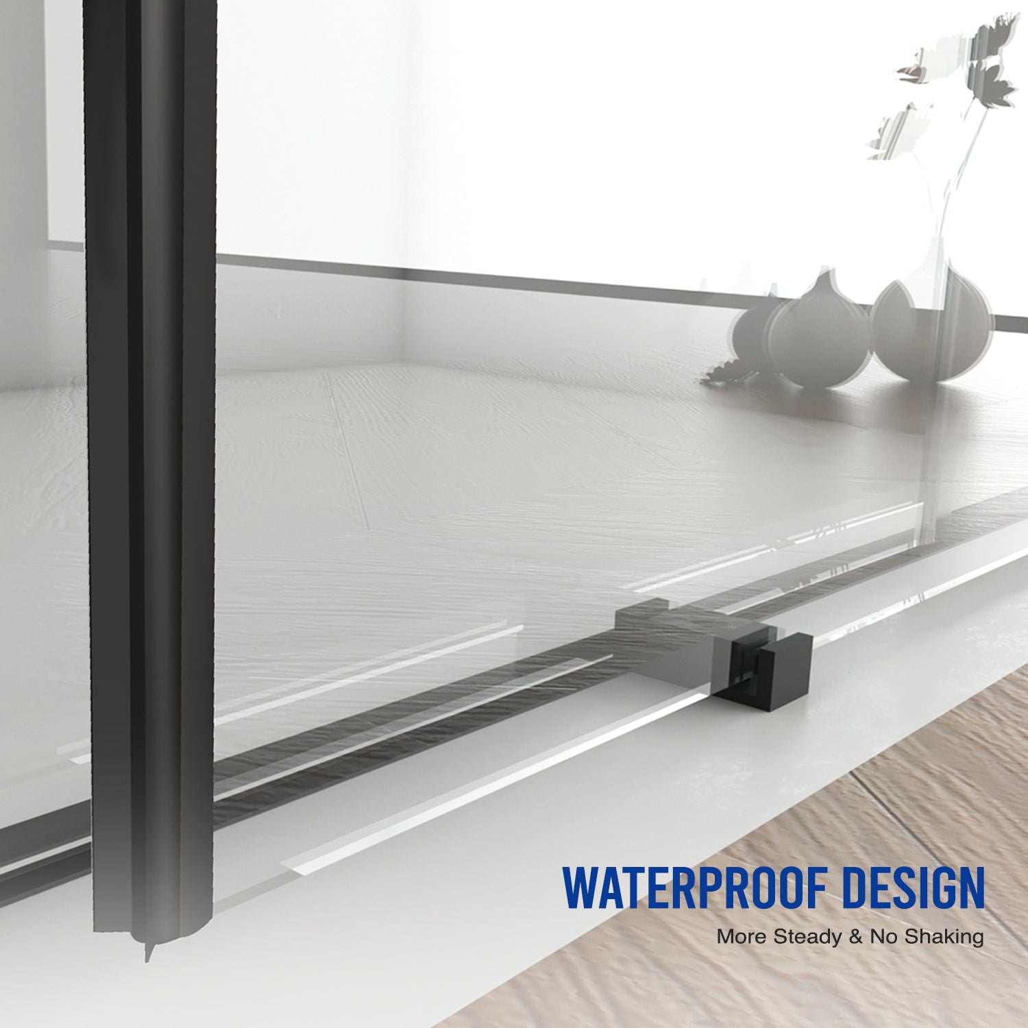 Frameless Shower Door, Double Sliding Shower Door, Clear Tempered Glass Shower Enclosure With Square Rail, Double Side Easy Clean Coat, Finished With Buffer