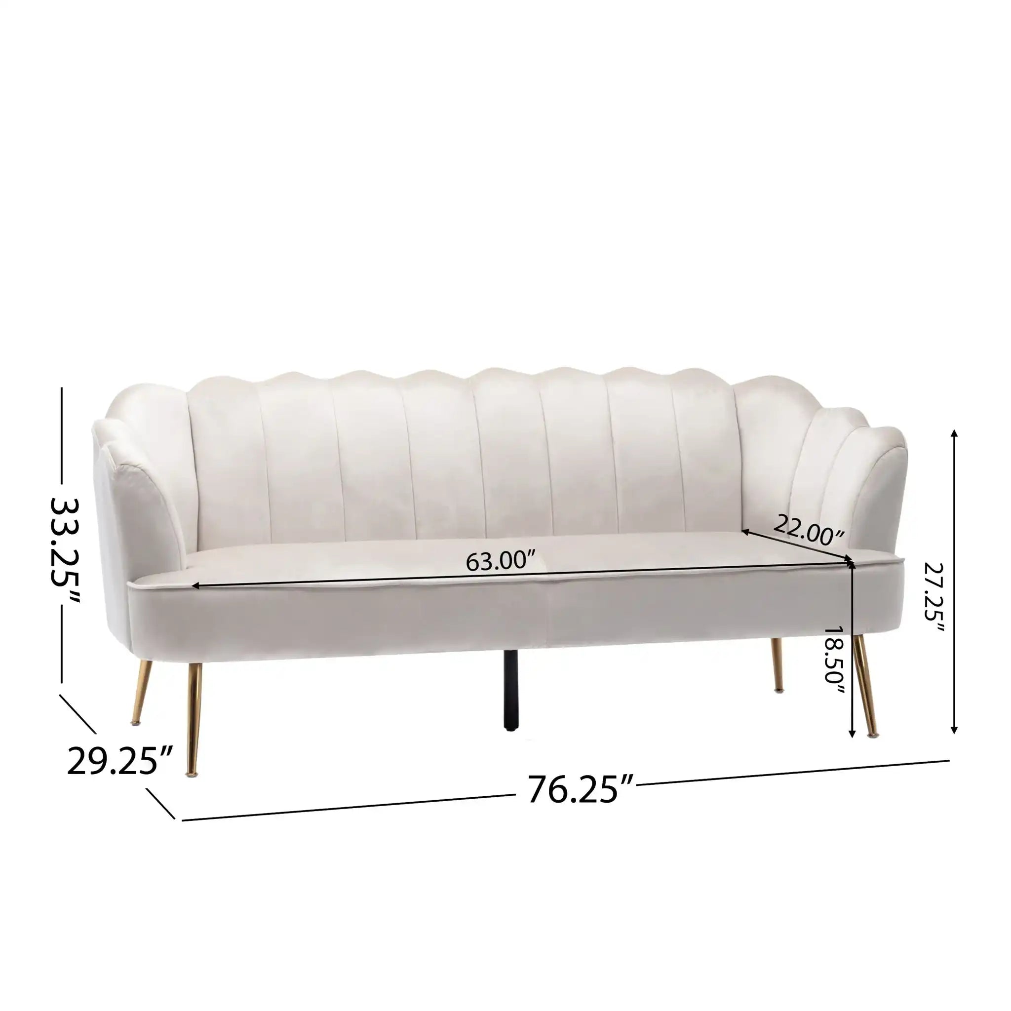 Modern Glam 3 Seater Sofa With Velvet Texture