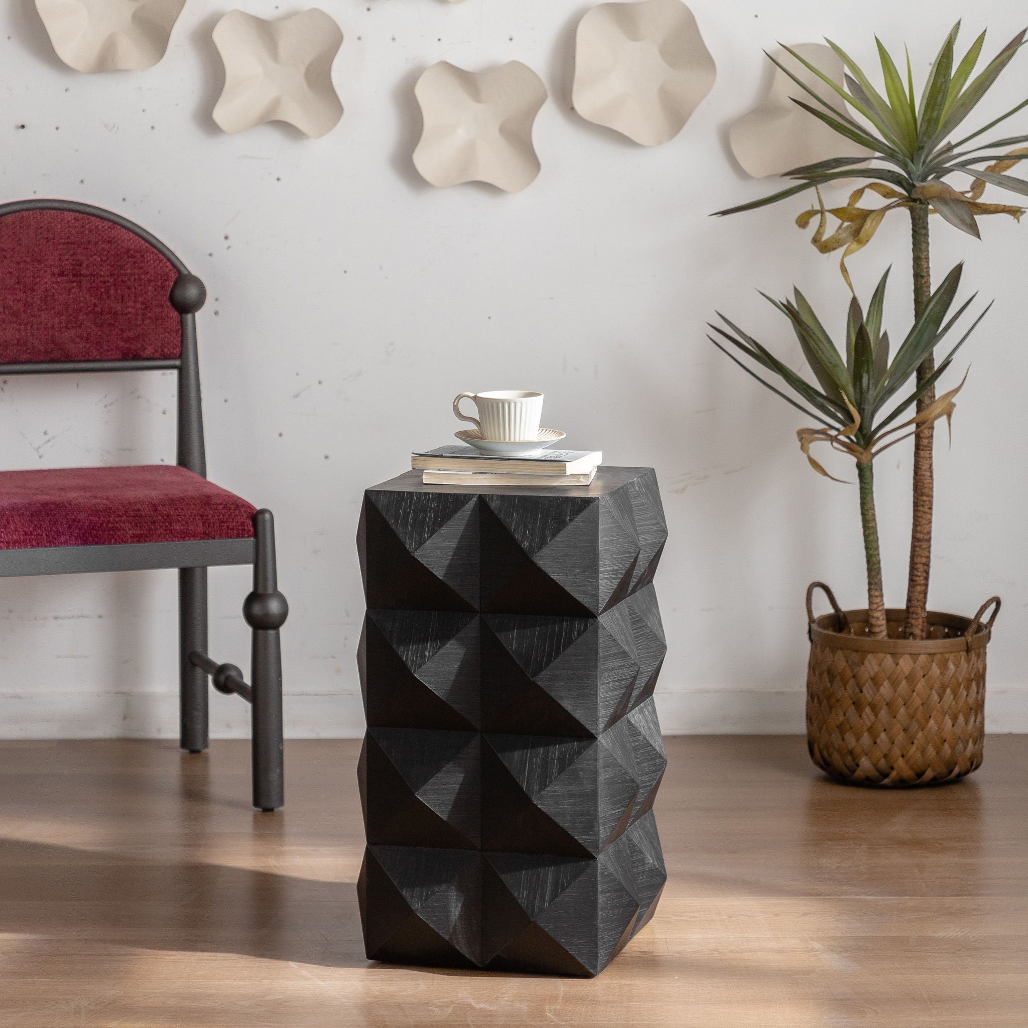 Side Table With 3D Embossed Pattern Design