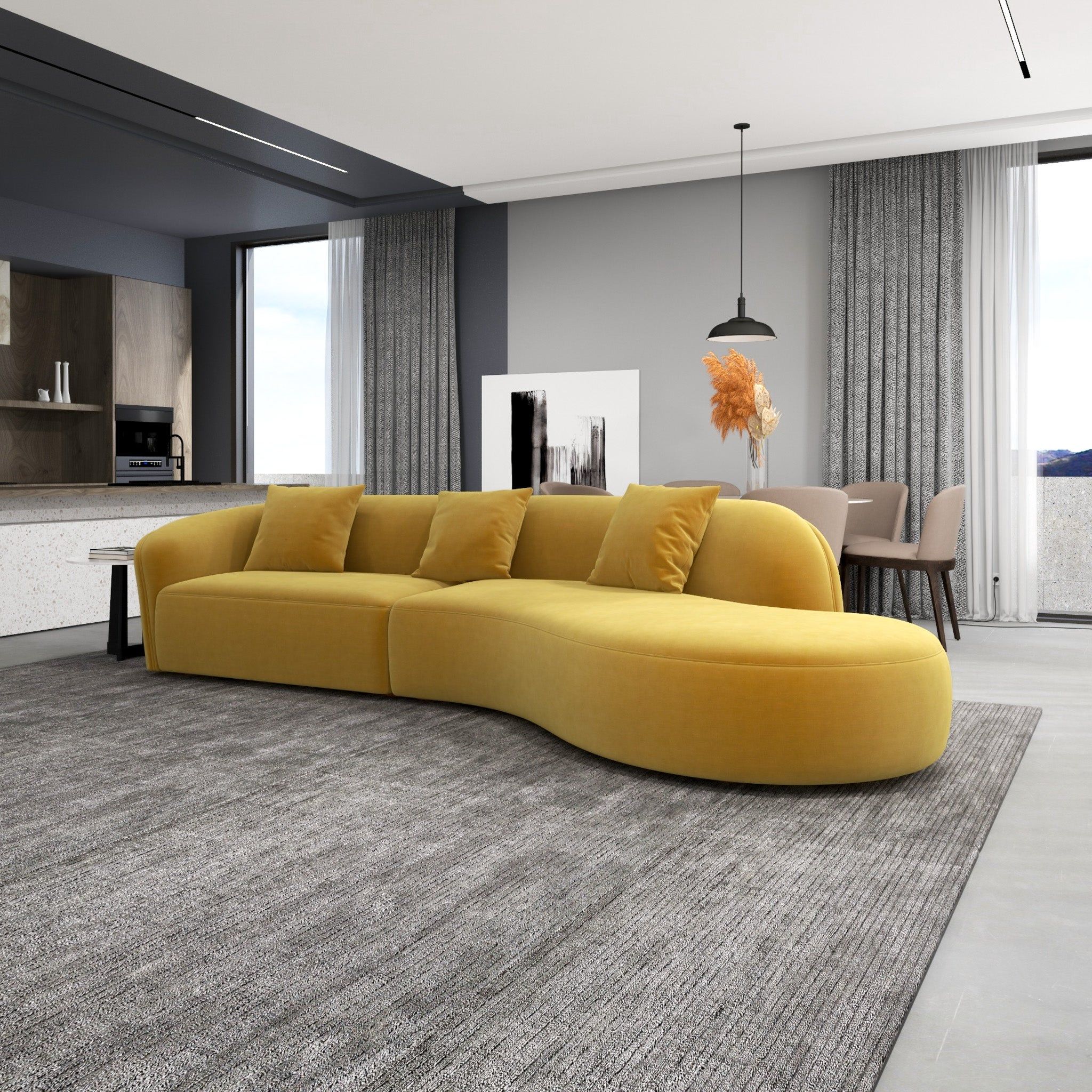 Elijah - Japandi Style Curvy Sectional Sofa