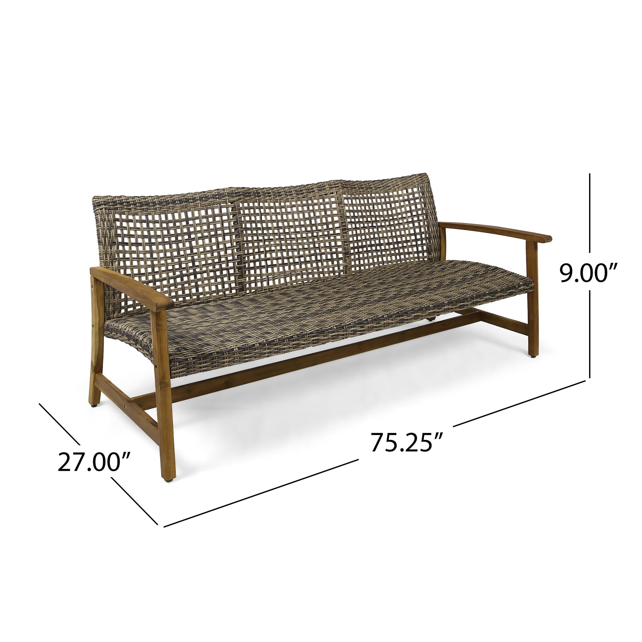 Outdoor 3 Seater Sofa With Rattan Cover - Gray