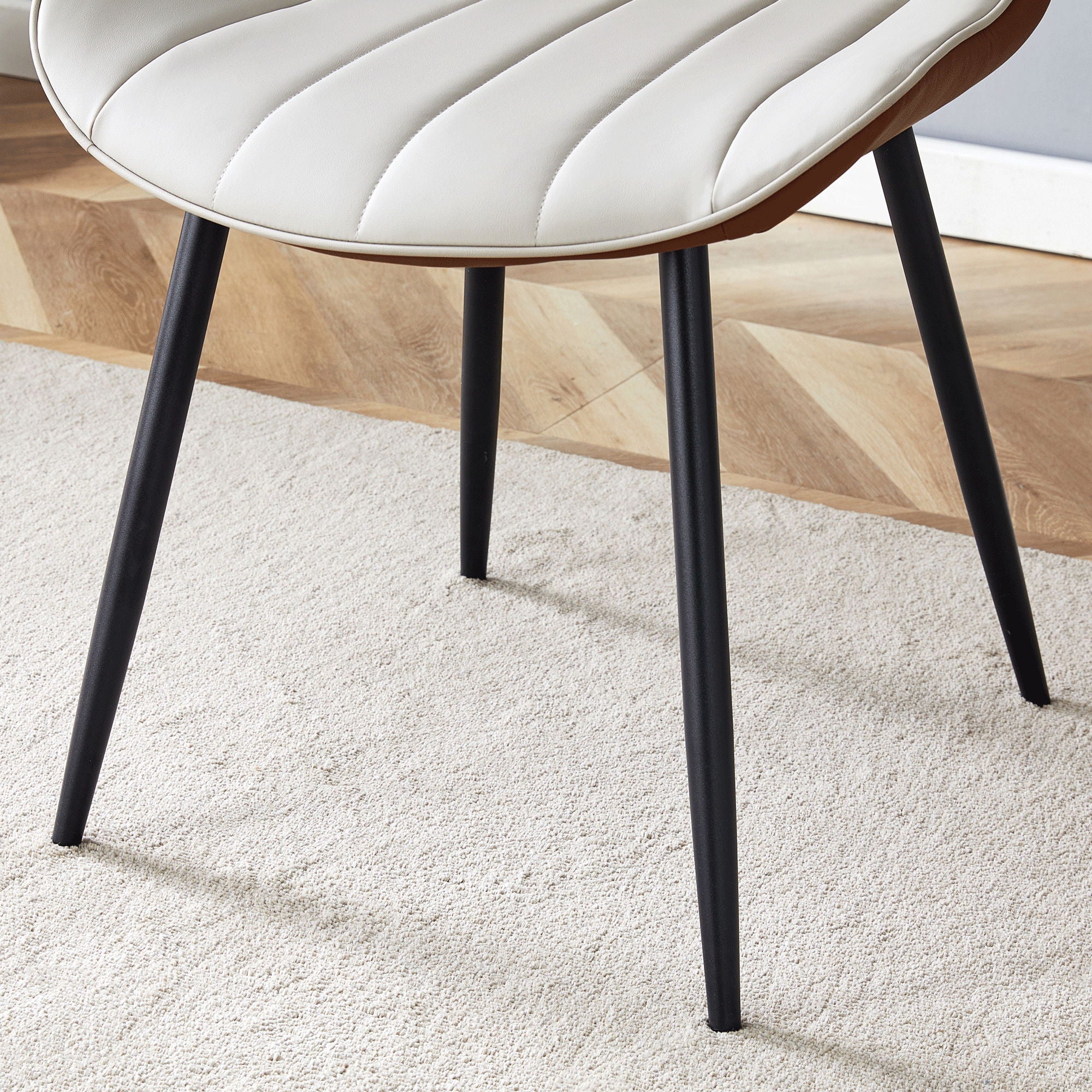 Modern Minimalist Dining Chair Set, Extended Seat Cushion