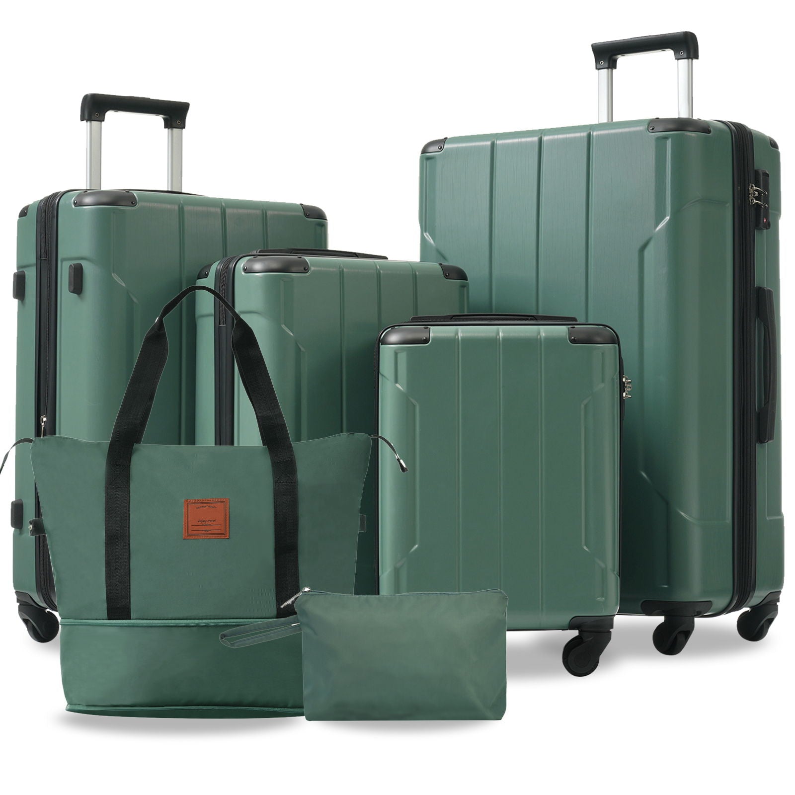 Hardshell Luggage 6 Piece Suitcase Set, Expandable Lightweight Suitcases With Wheels, Tsa Lock