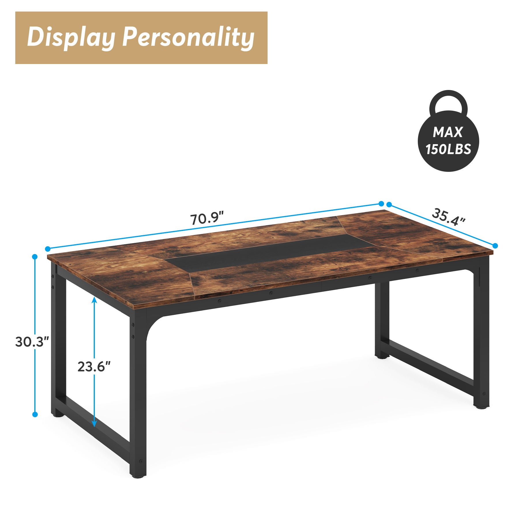 Rectangular Kitchen & Dining Room Table - Brown / Black