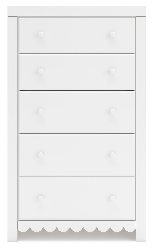 Mollviney - Five Drawer Chest - White - Best Buy Furniture