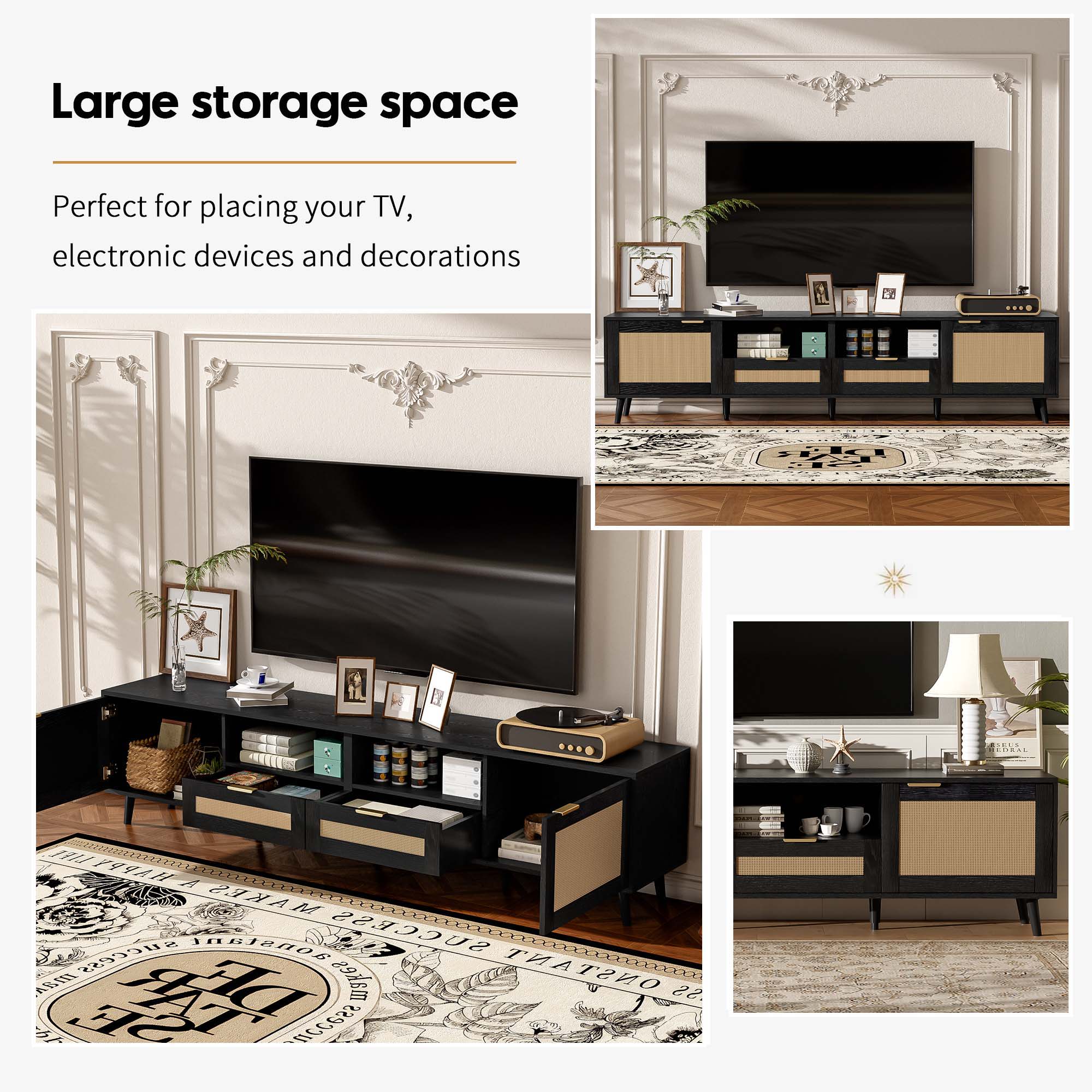 TV Stand, Media Console With Cable Management