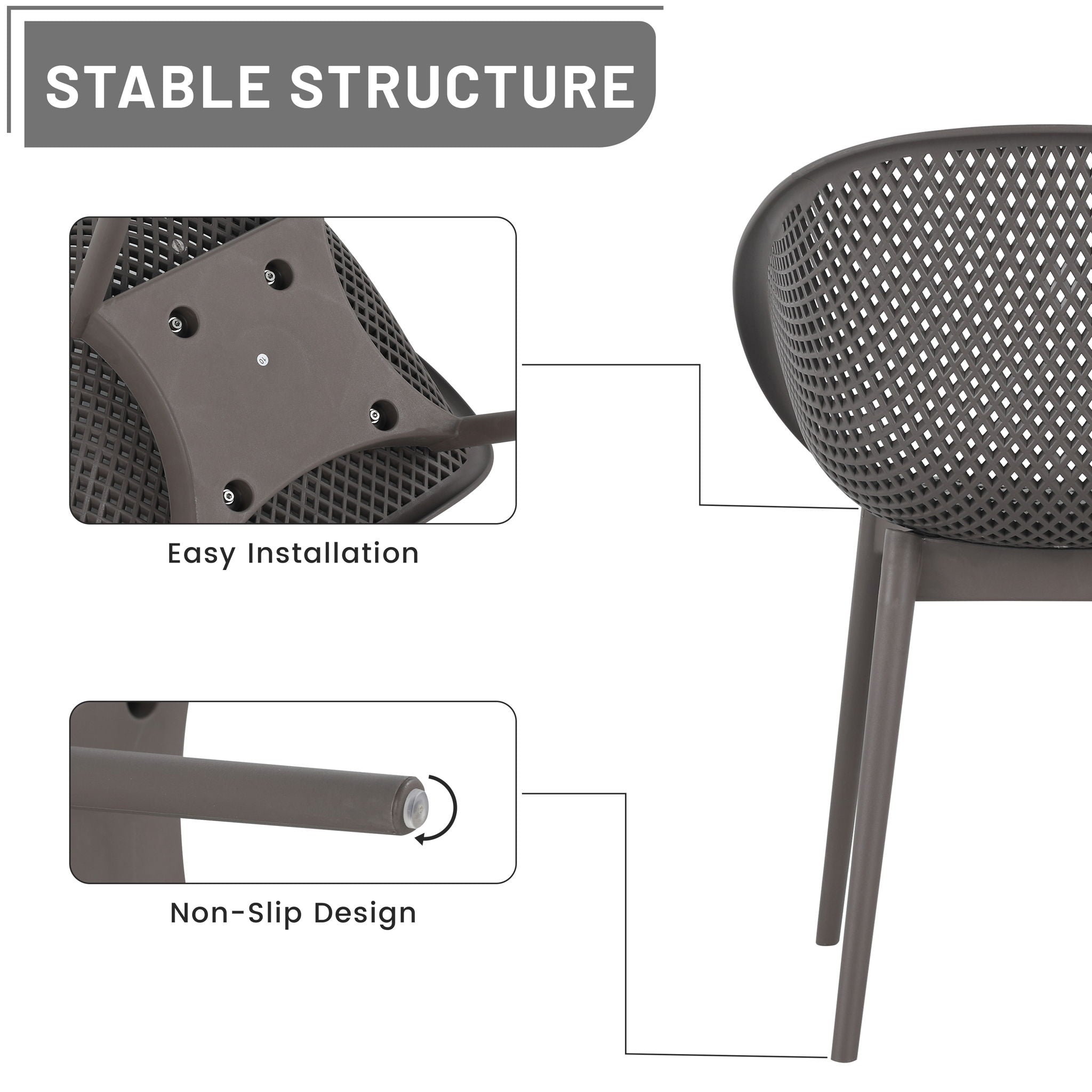 2 Piece Durable Single Chair With Mesh Hollow Out Design