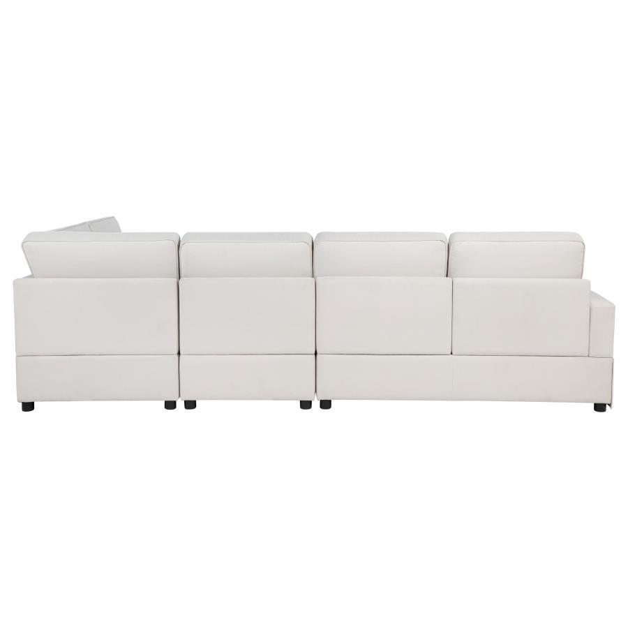 Delmar - Velvet Upholstered Sectional Sofa Skirted Base - Latte