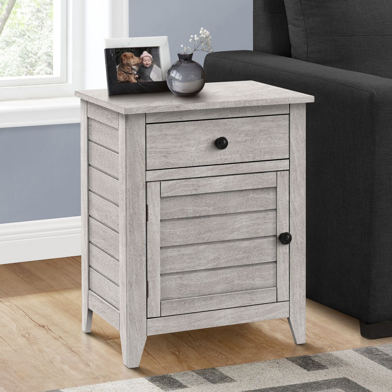 Accent Nightstand, Storage Drawer, Transitional