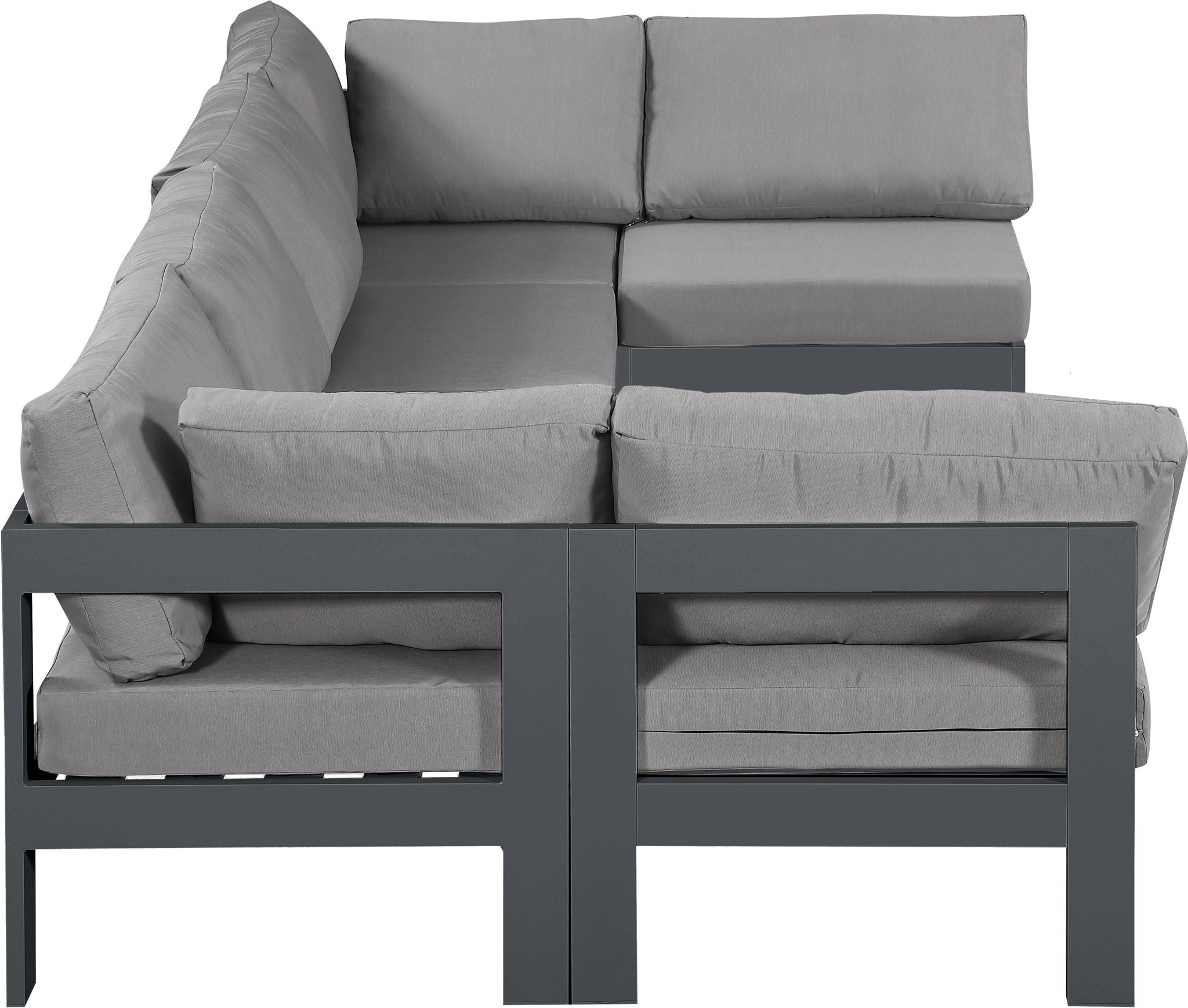 Nizuc - Outdoor Patio 6 Piece Modular Sectional With Gray Frame