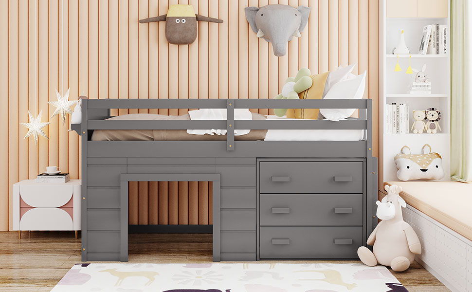 Loft Bed With Cabinet And Shelf