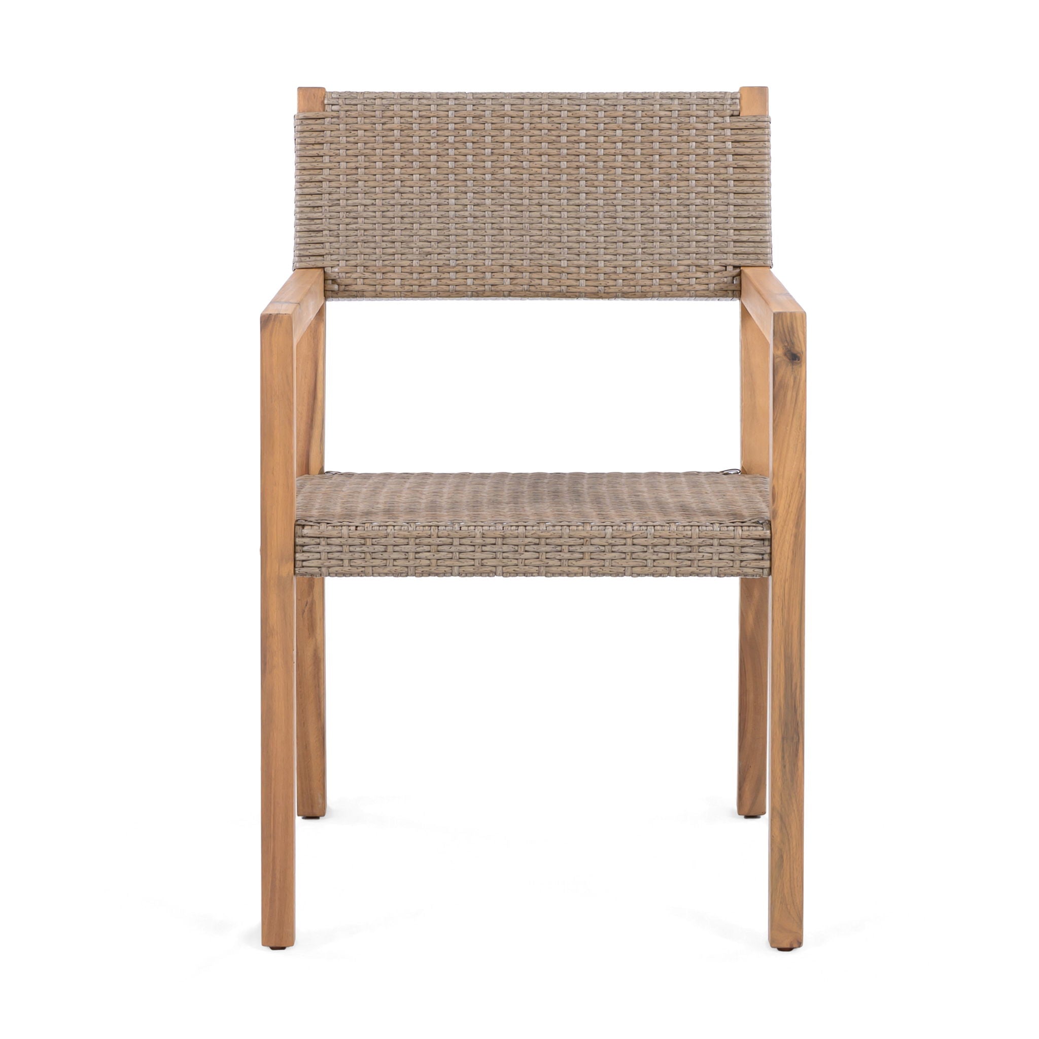 Outdoor Dining Chairs For Patios, Gardens (Set of 2) - Light Brown Multi / Light Teak