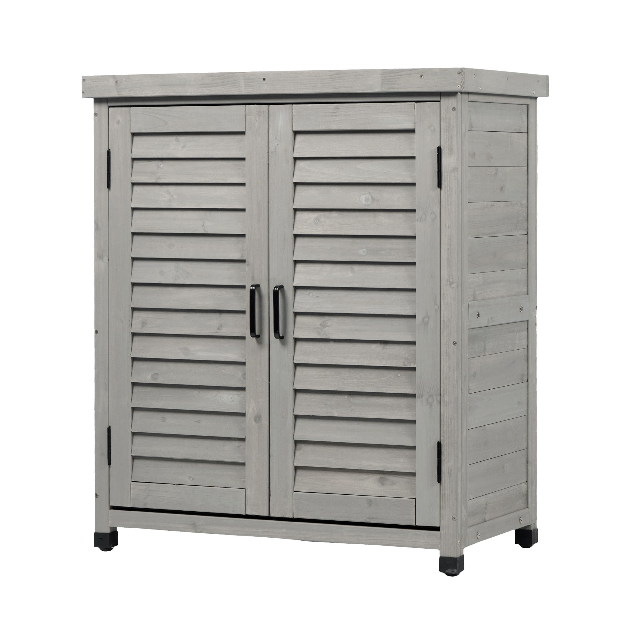 Potting Bench With Storage Cabinet And Metal Table Top For Outdoor