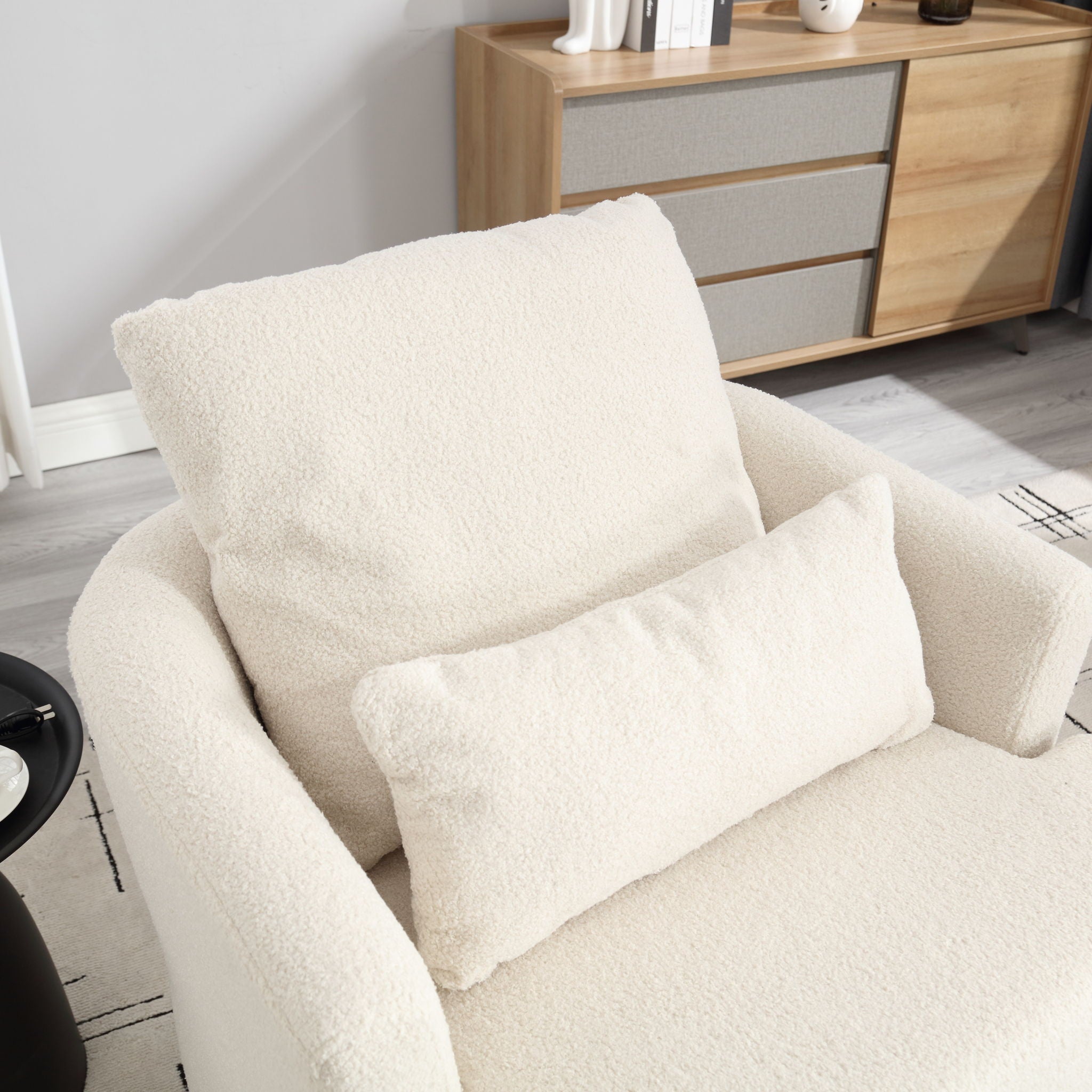 Modern Barrel Comfy Round Accent Sofa Chair, 360 Degree Swivel